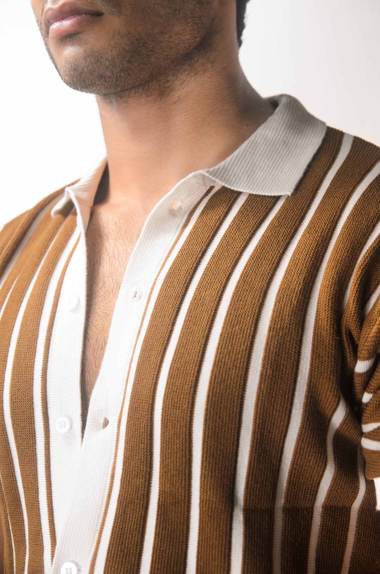 Soho Style Knitted Shirt -BROWN