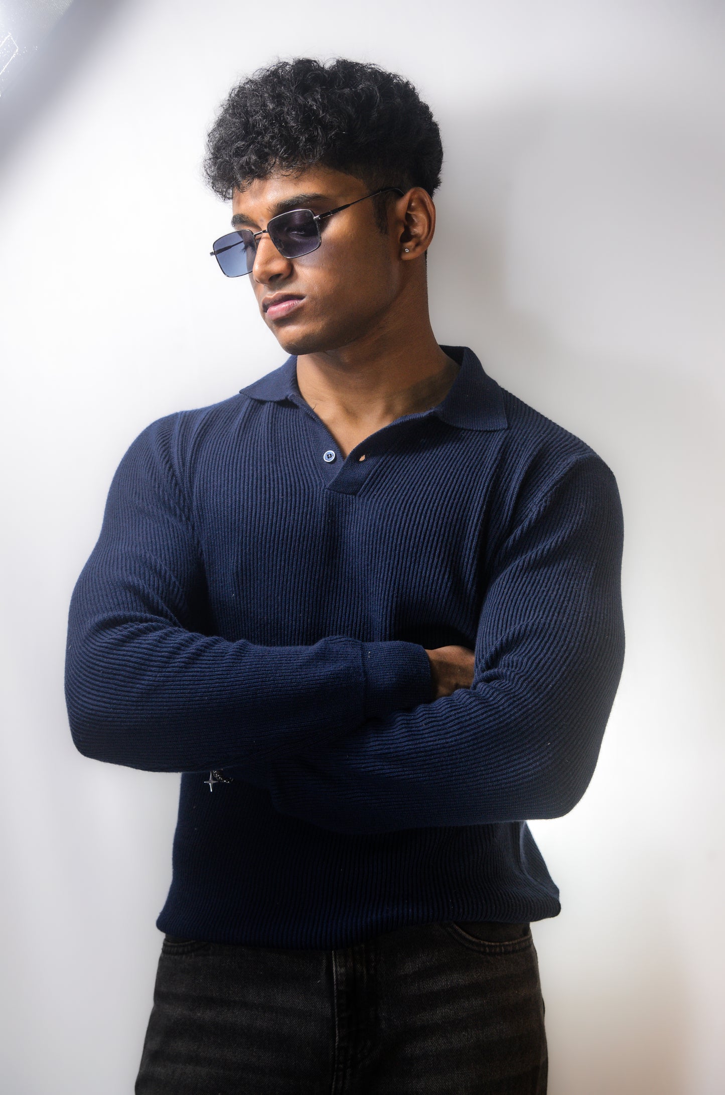 The Valmont Full Sleeve Polo - NAVY