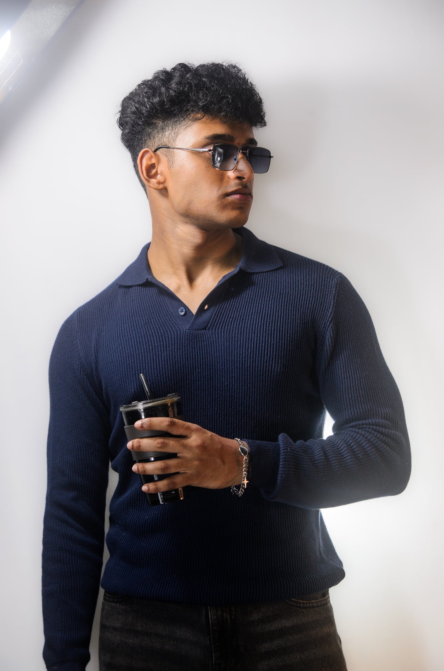 The Valmont Full Sleeve Polo - NAVY