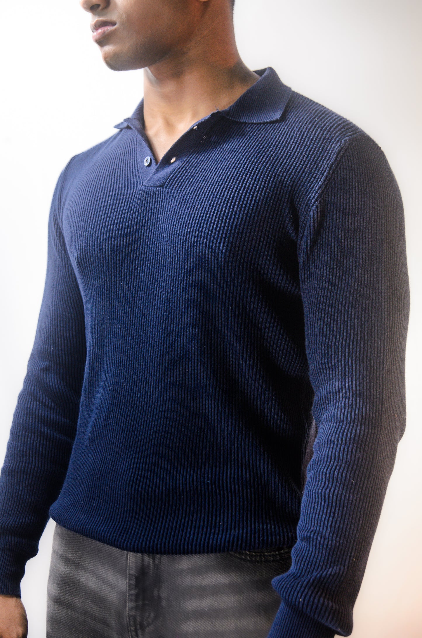 The Valmont Full Sleeve Polo - NAVY