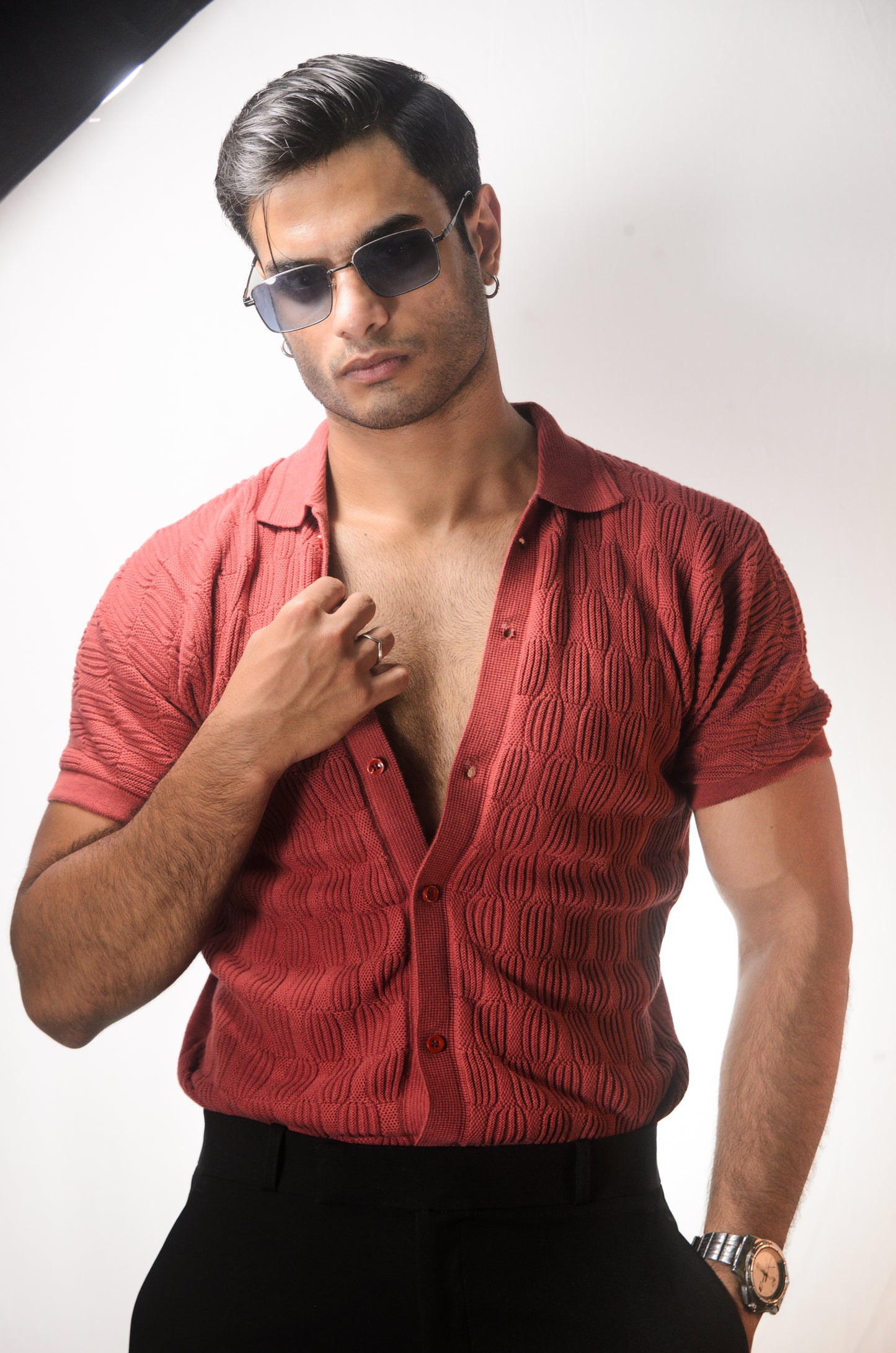 Knitcraft Classic Knitted Shirt - CORAL