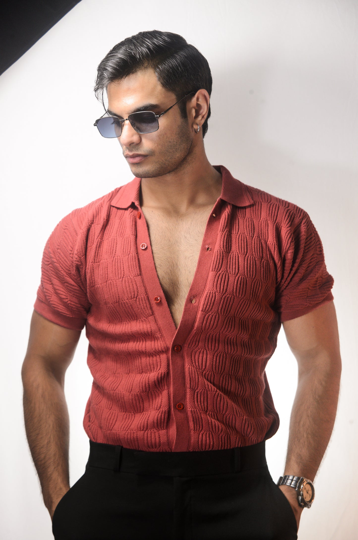 Knitcraft Classic Knitted Shirt - CORAL