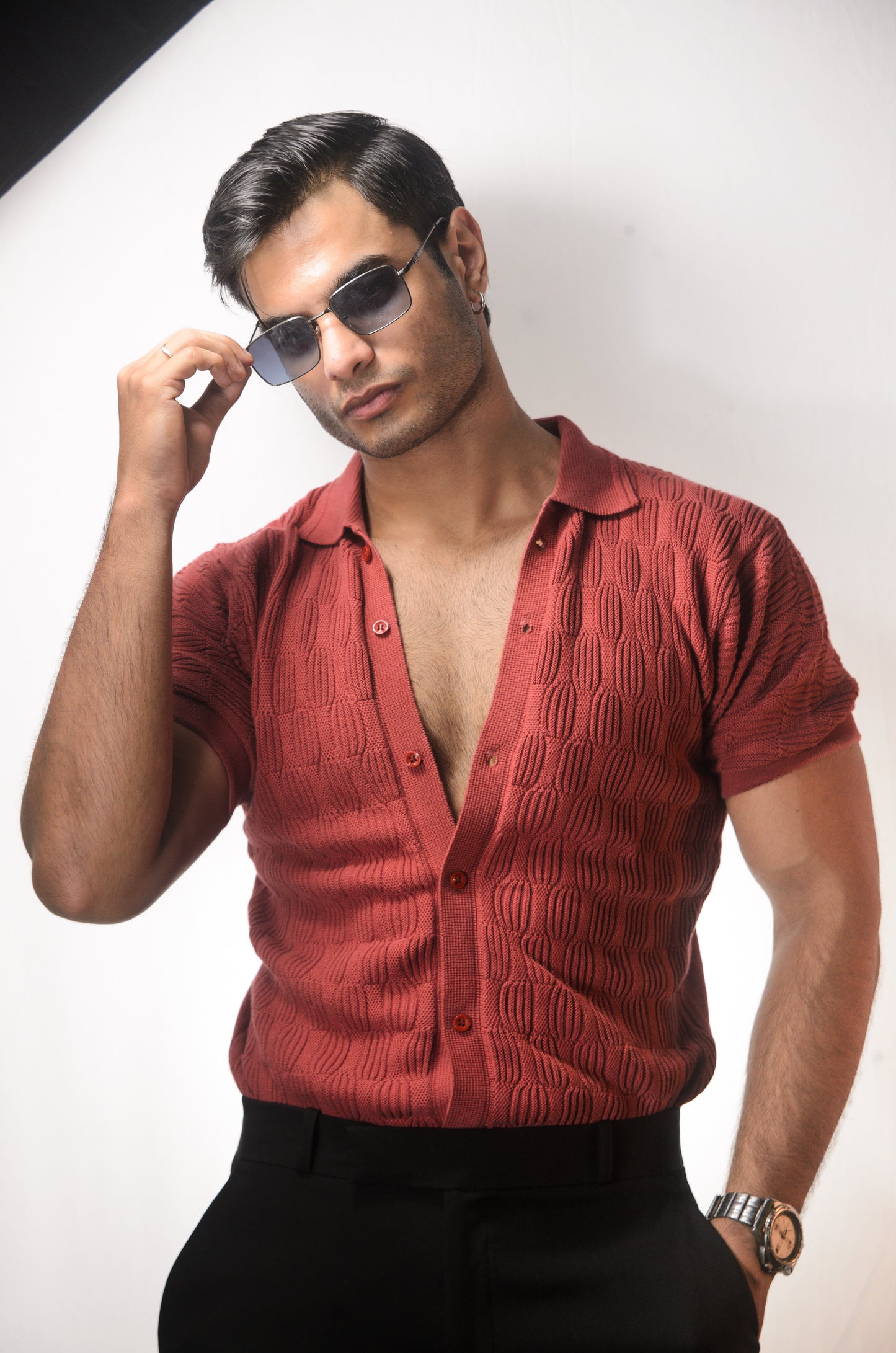 Knitcraft Classic Knitted Shirt - CORAL