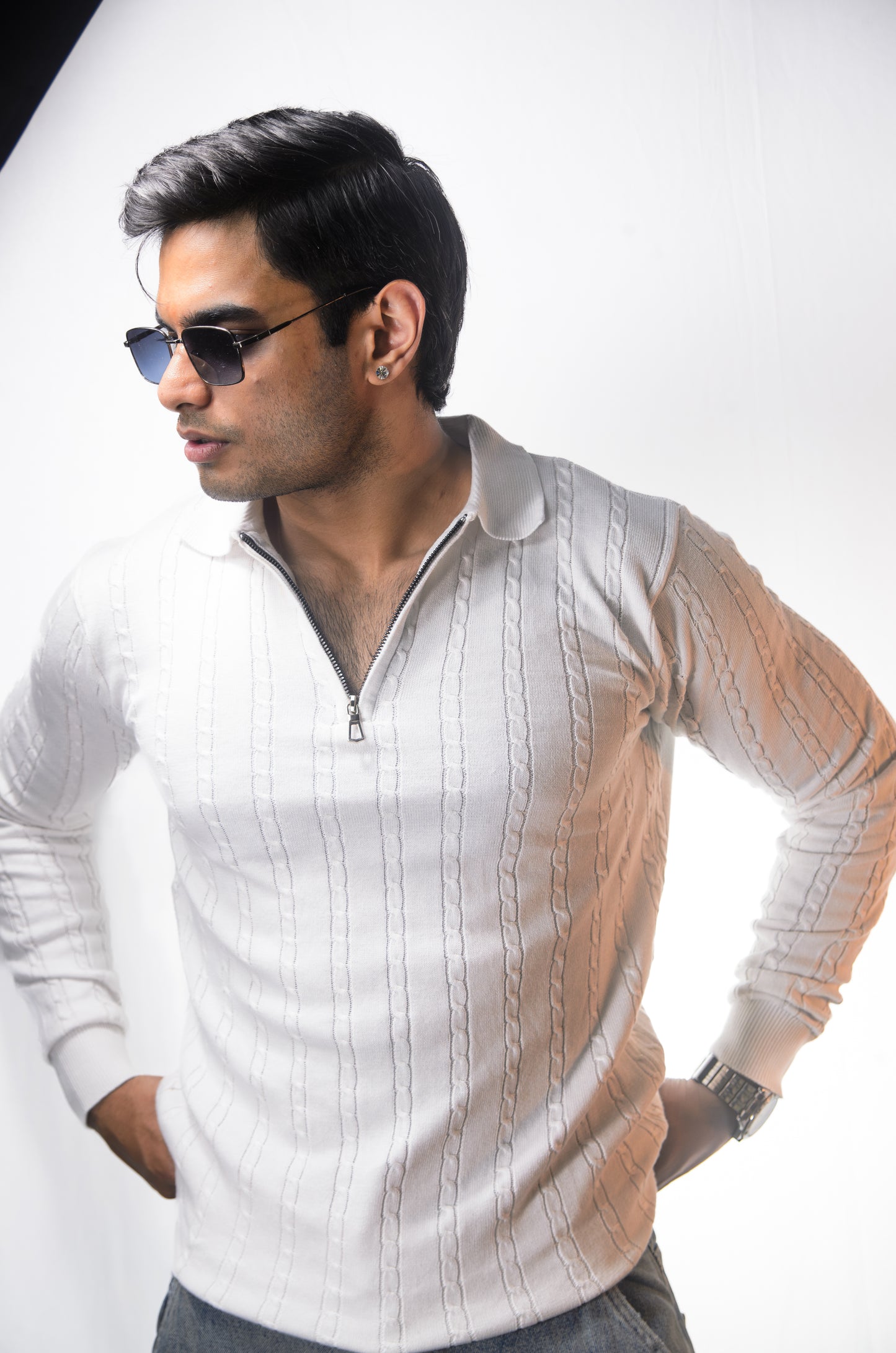 Swiss Elegance Full Sleeve T-shirt-WHITE