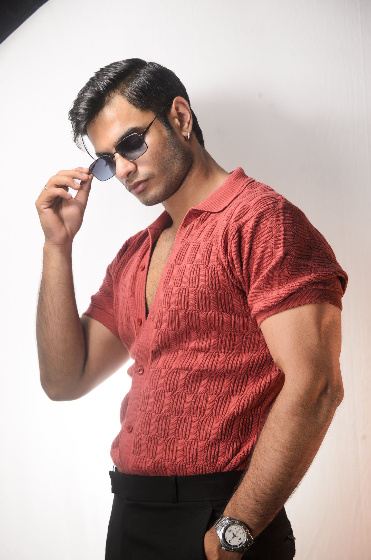 Knitcraft Classic Knitted Shirt - CORAL