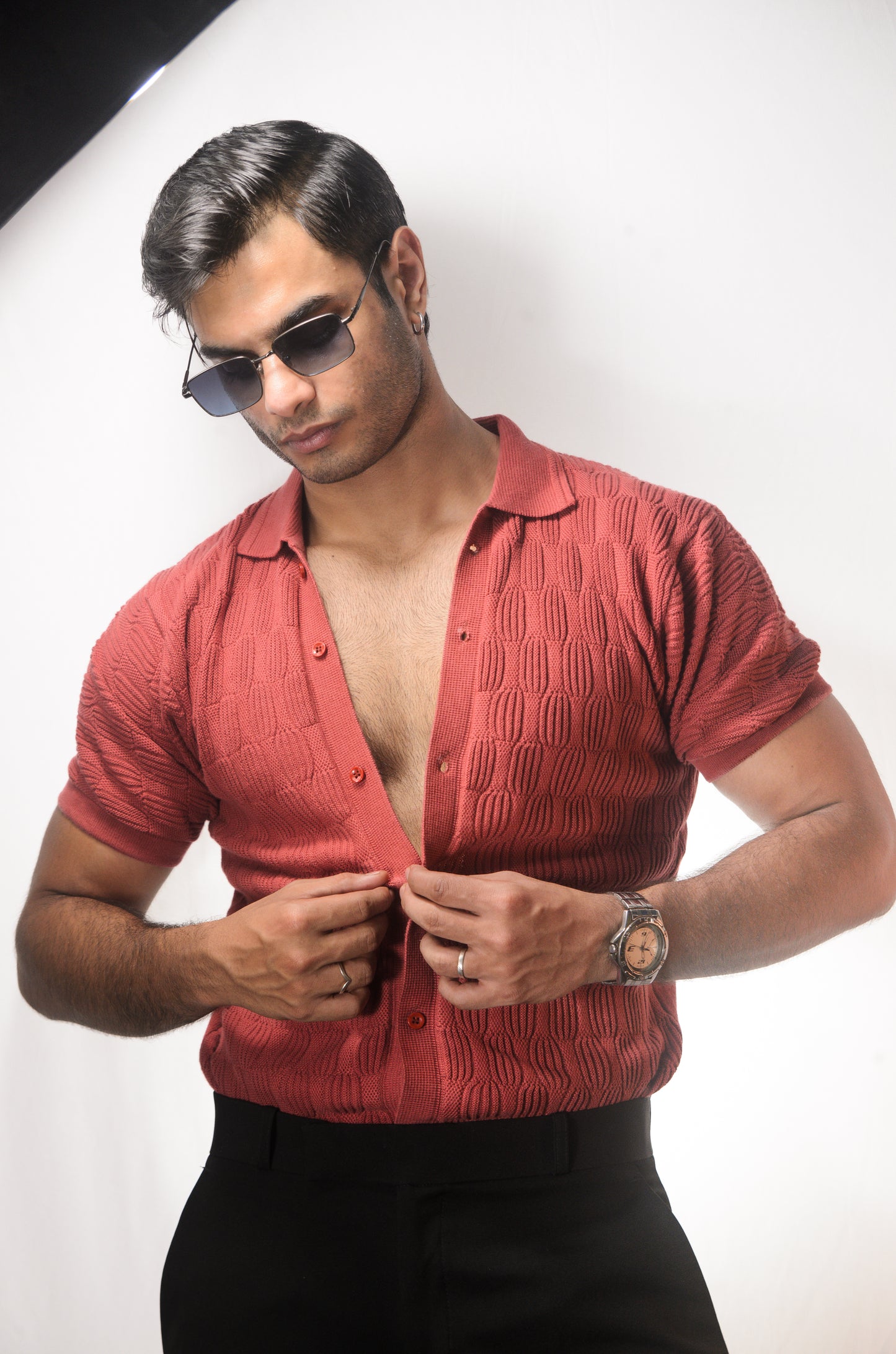 Knitcraft Classic Knitted Shirt - CORAL