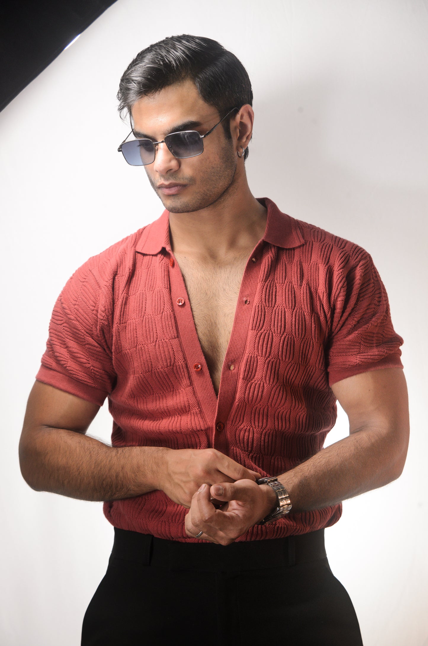 Knitcraft Classic Knitted Shirt - CORAL