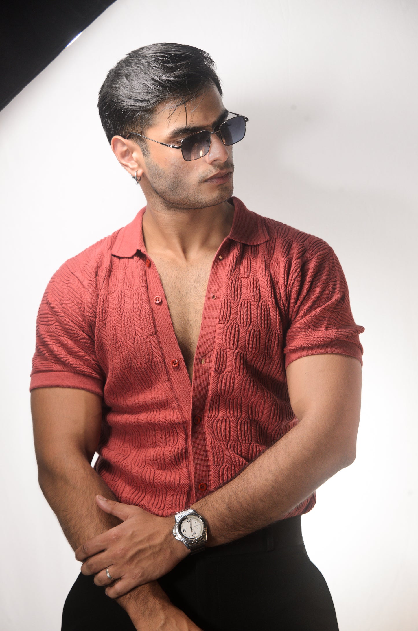 Knitcraft Classic Knitted Shirt - CORAL