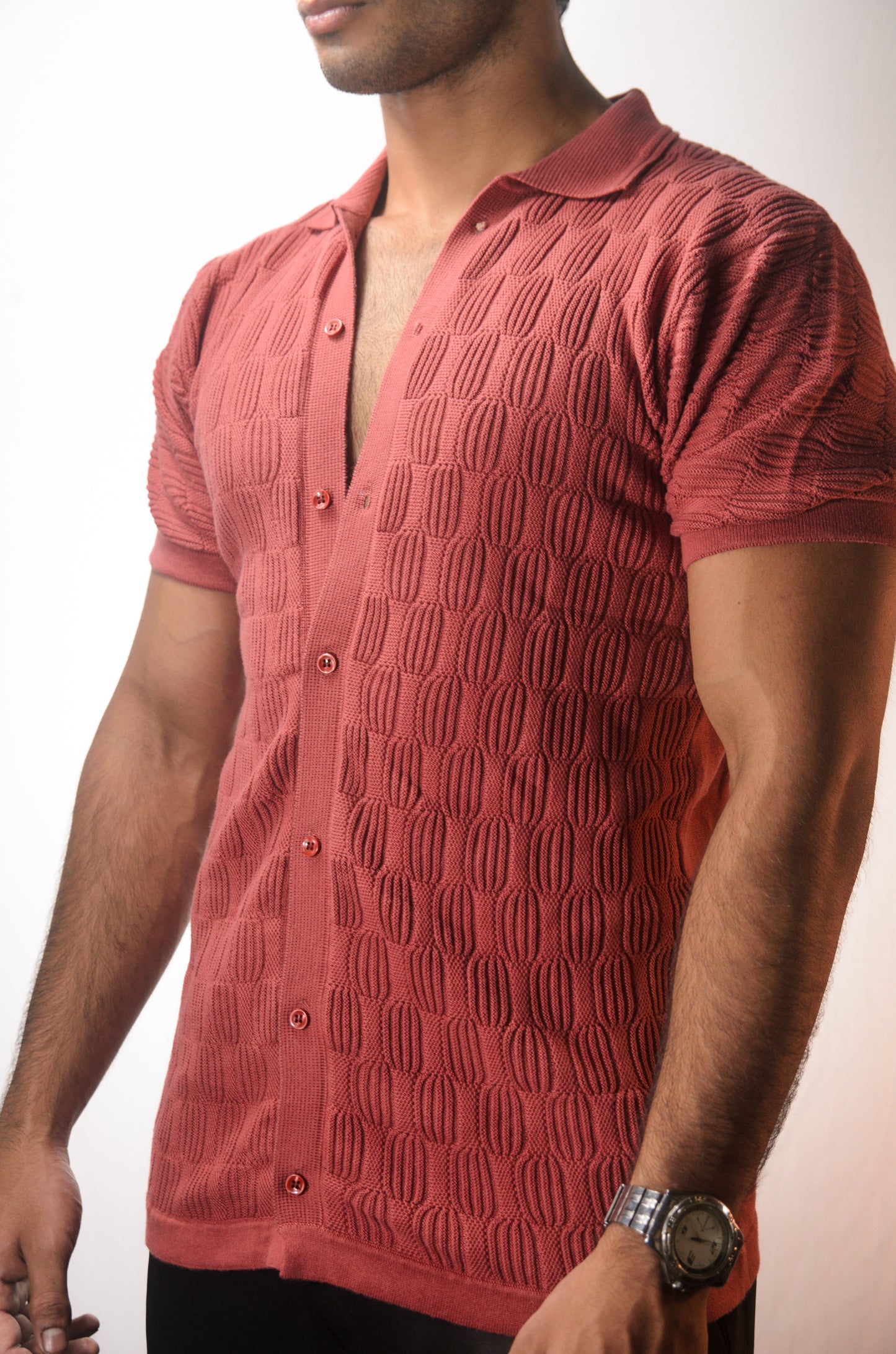 Knitcraft Classic Knitted Shirt - CORAL