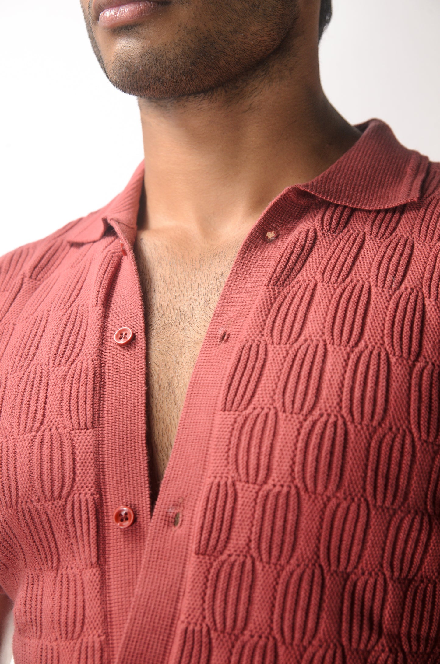 Knitcraft Classic Knitted Shirt - CORAL