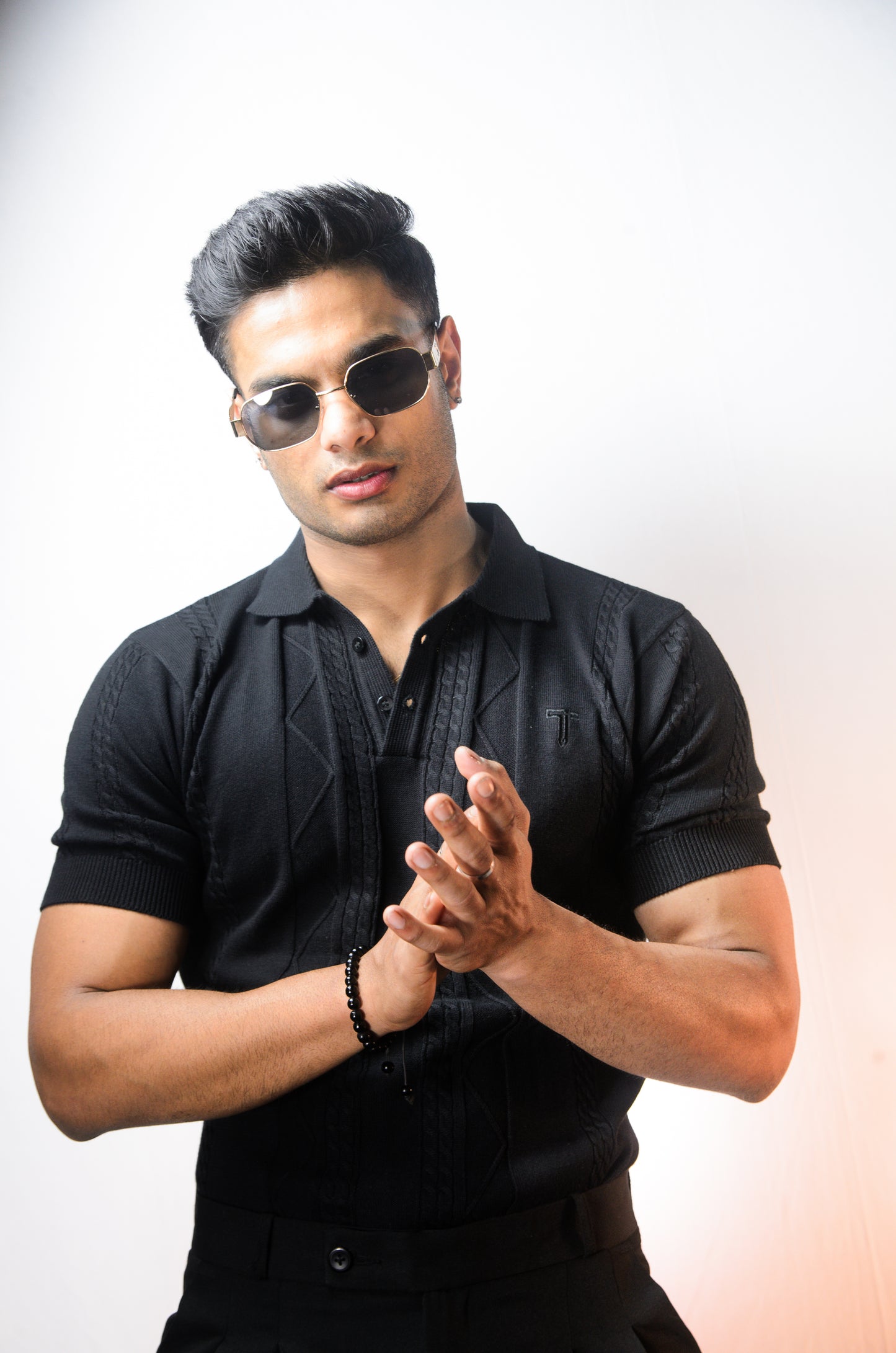 The Arden Half Sleeve Polo - BLACK