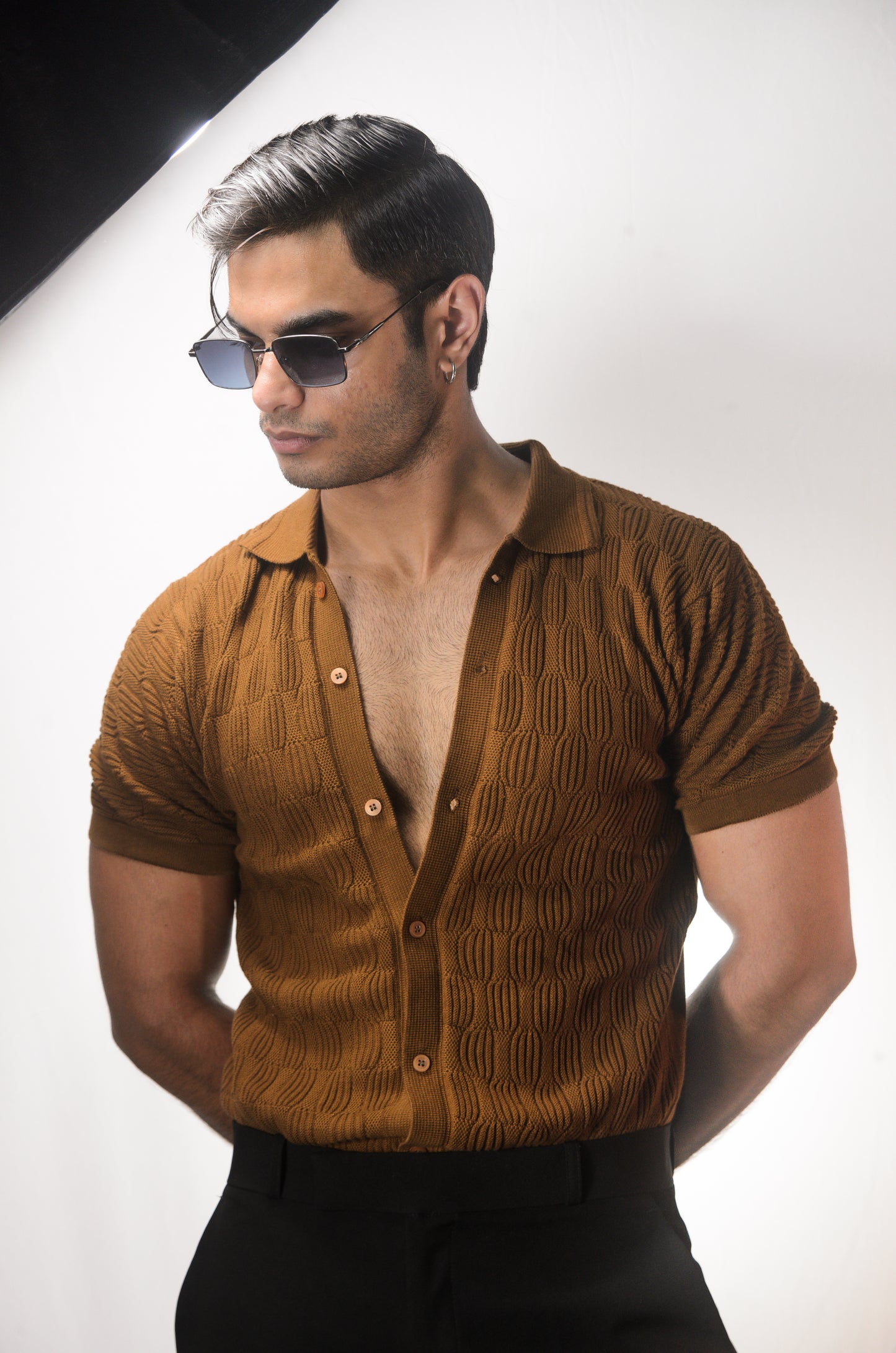 Knitcraft Classic Knitted Shirt - BROWN
