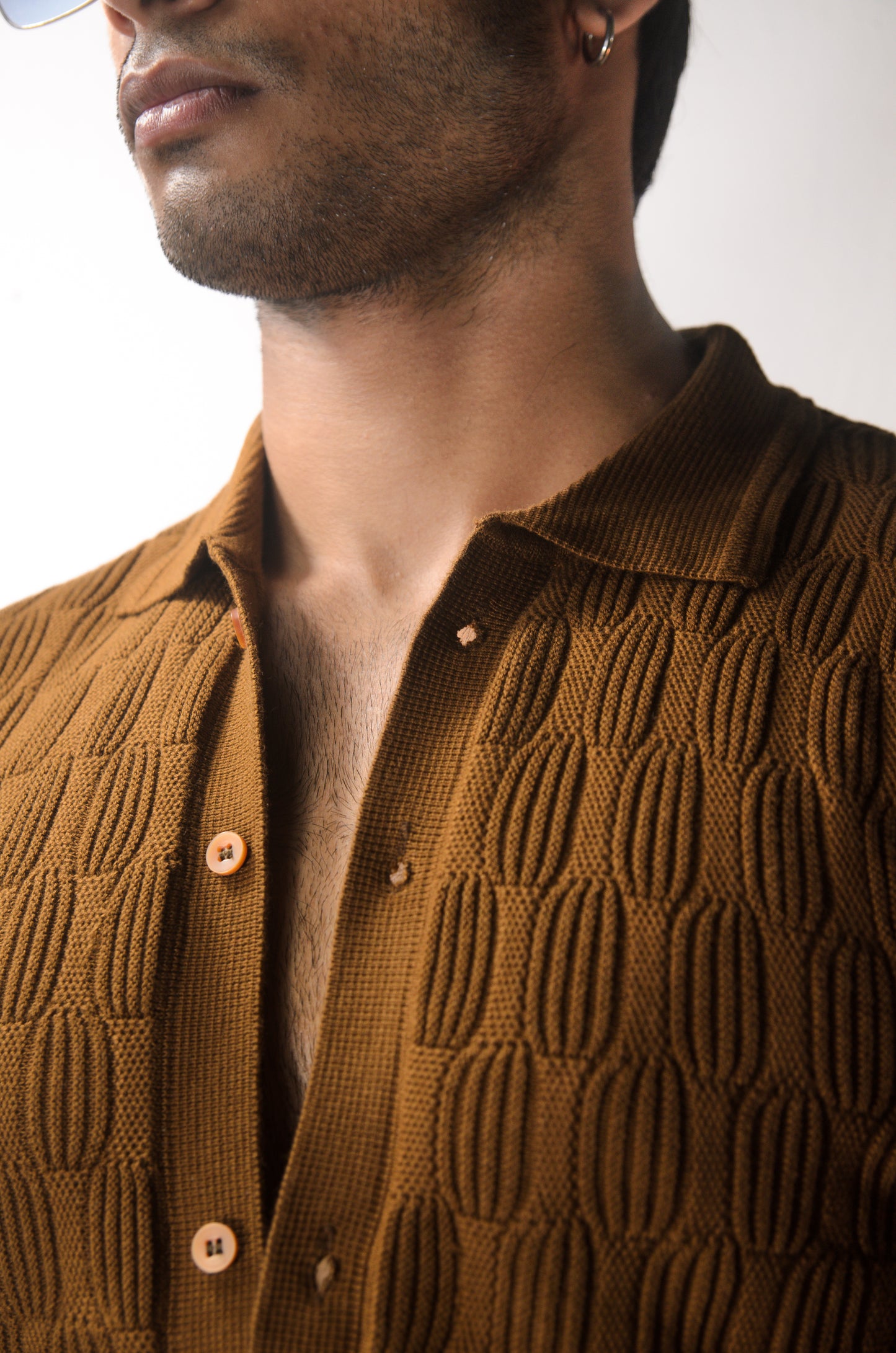 Knitcraft Classic Knitted Shirt - BROWN