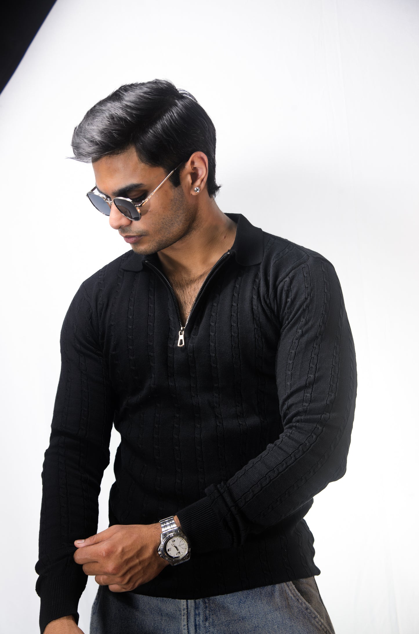 Swiss Elegance Full Sleeve T-shirt-BLACK