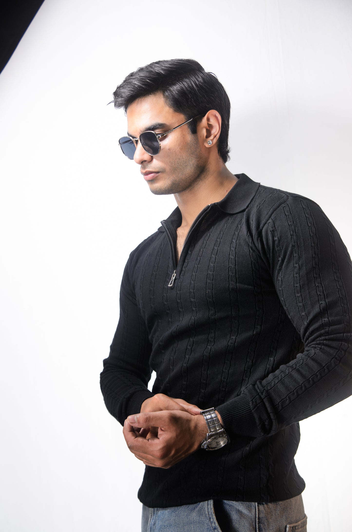 Swiss Elegance Full Sleeve T-shirt-BLACK