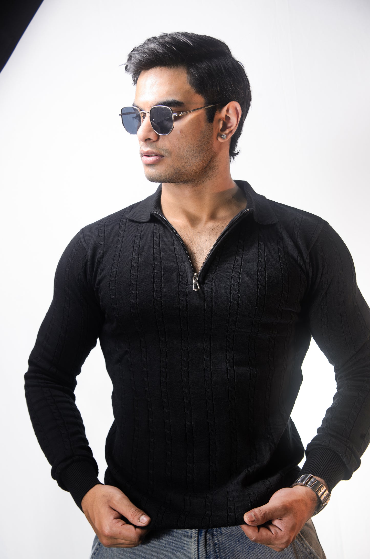 Swiss Elegance Full Sleeve T-shirt-BLACK