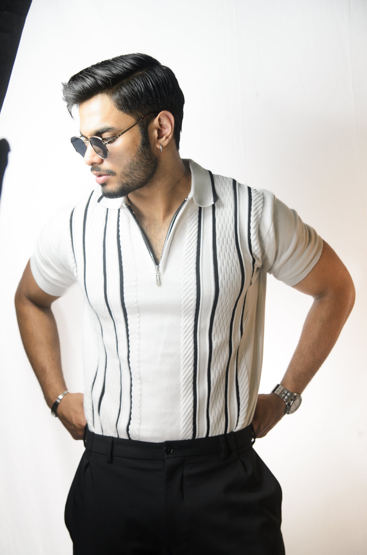 Textured Polo T-Shirt - WHITE