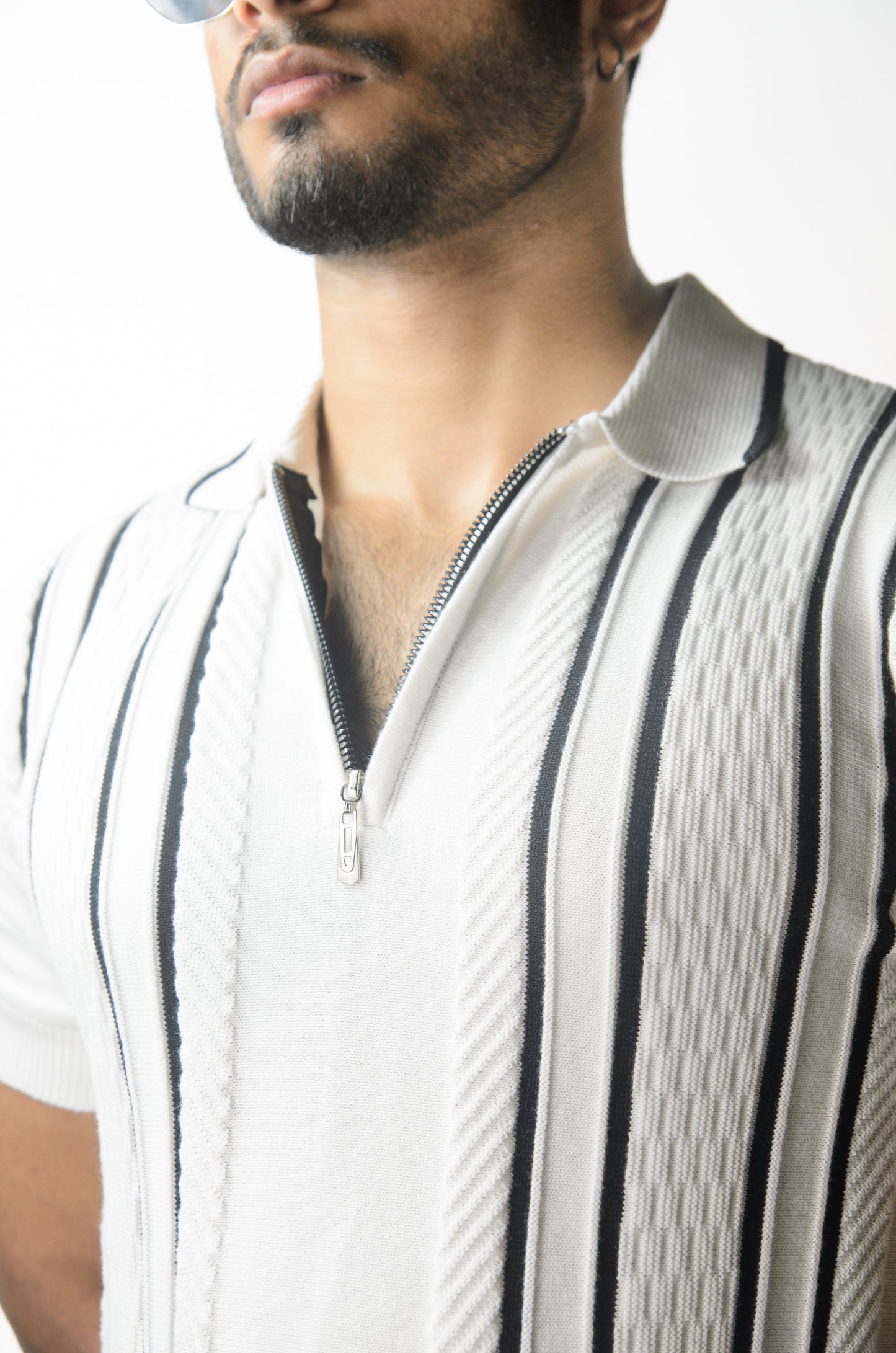 Textured Polo T-Shirt - WHITE