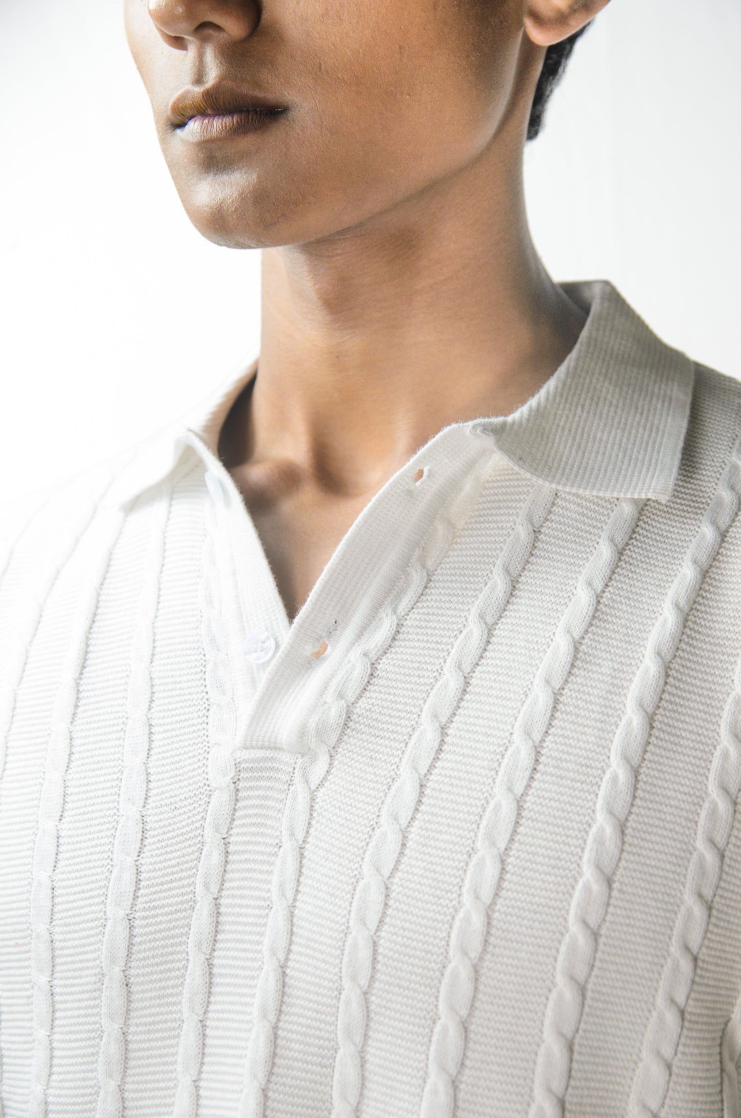 Cabel Knit T-Shirt - WHITE