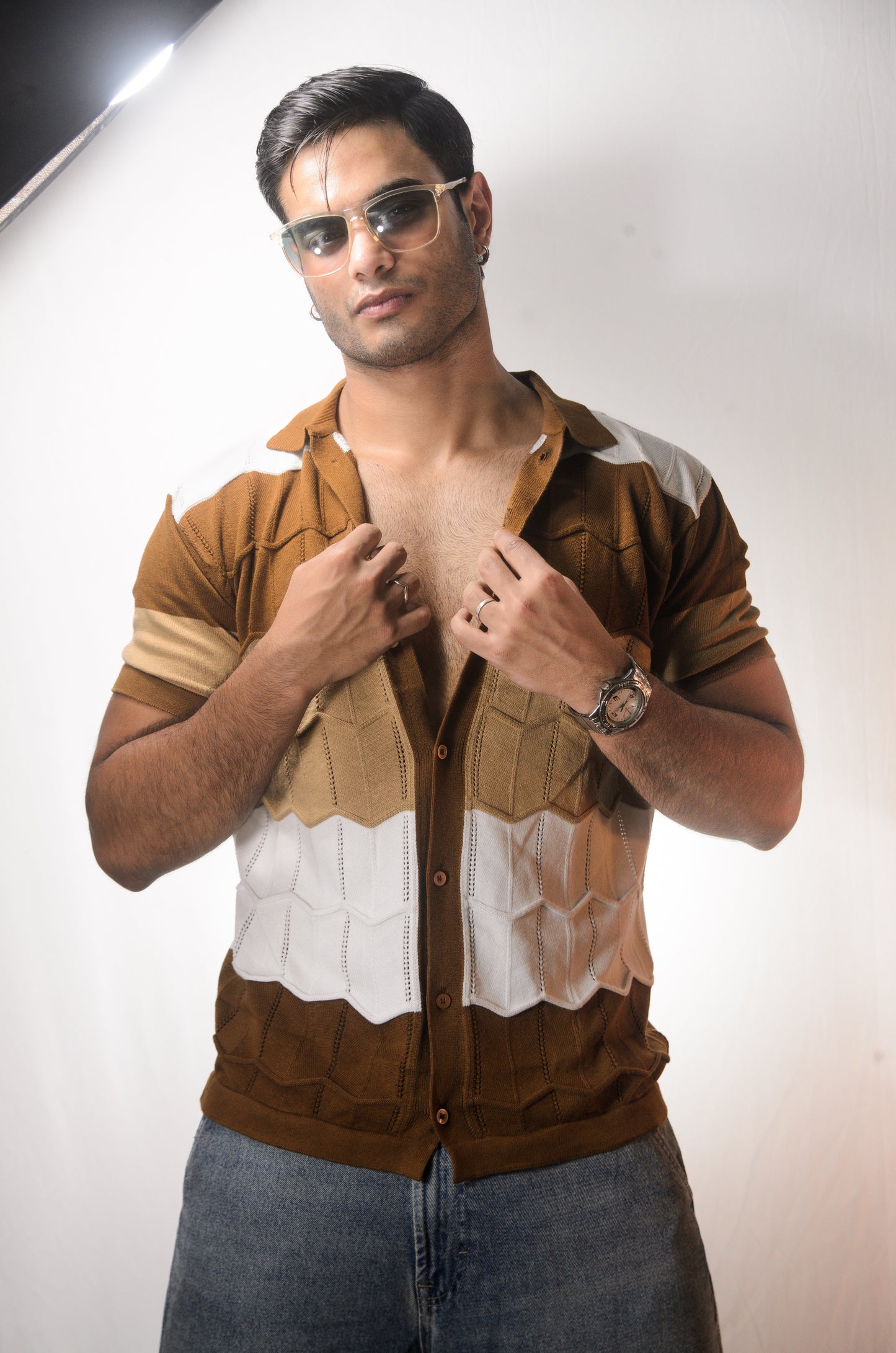 The Chill Stitch Knitted Shirt - BROWN