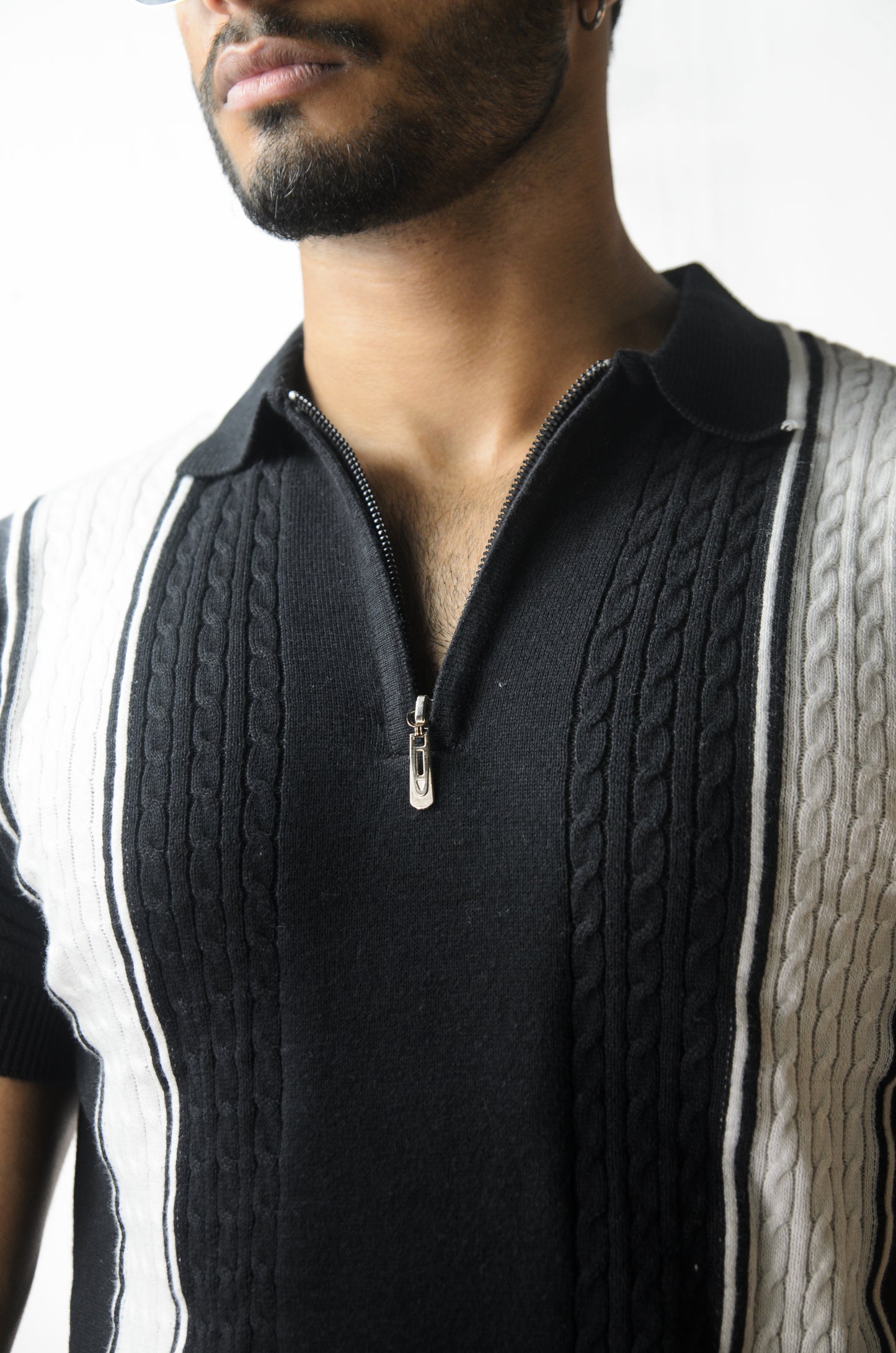 European Style Knitted T-Shirt - BLACK