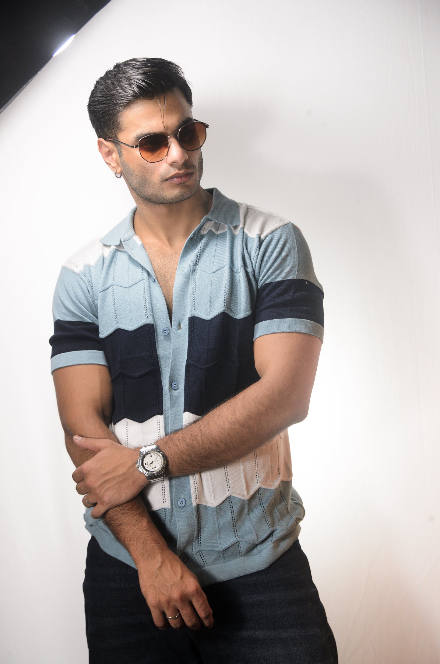 The Chill Stitch Knitted Shirt - NAVY