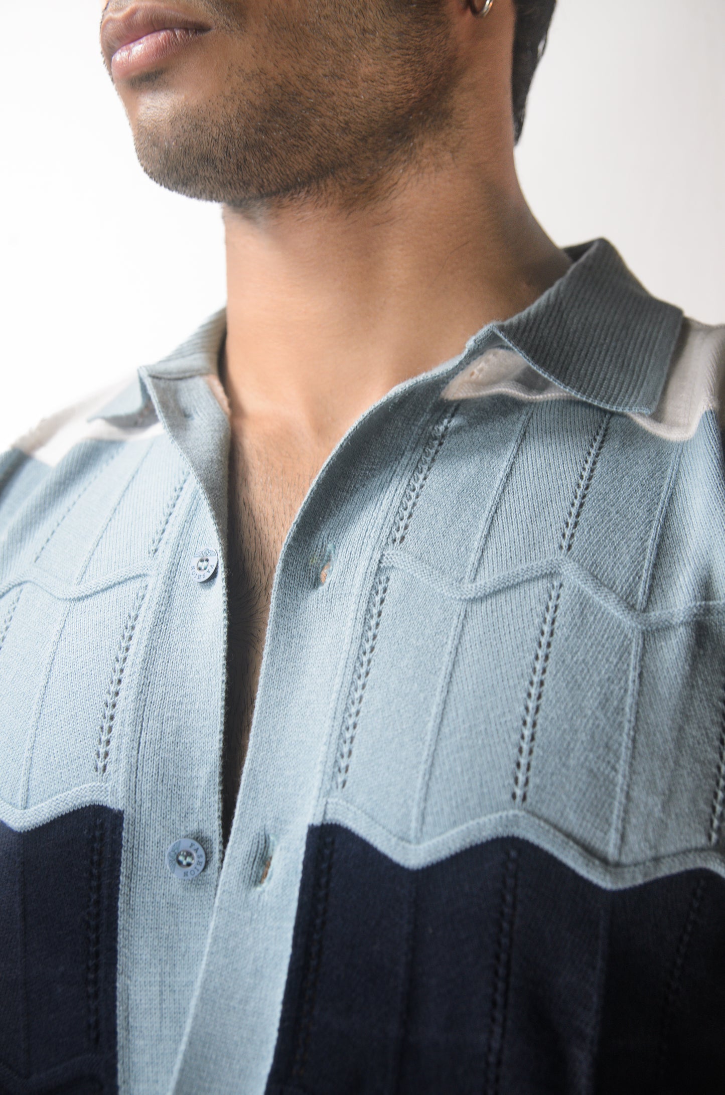 The Chill Stitch Knitted Shirt - NAVY