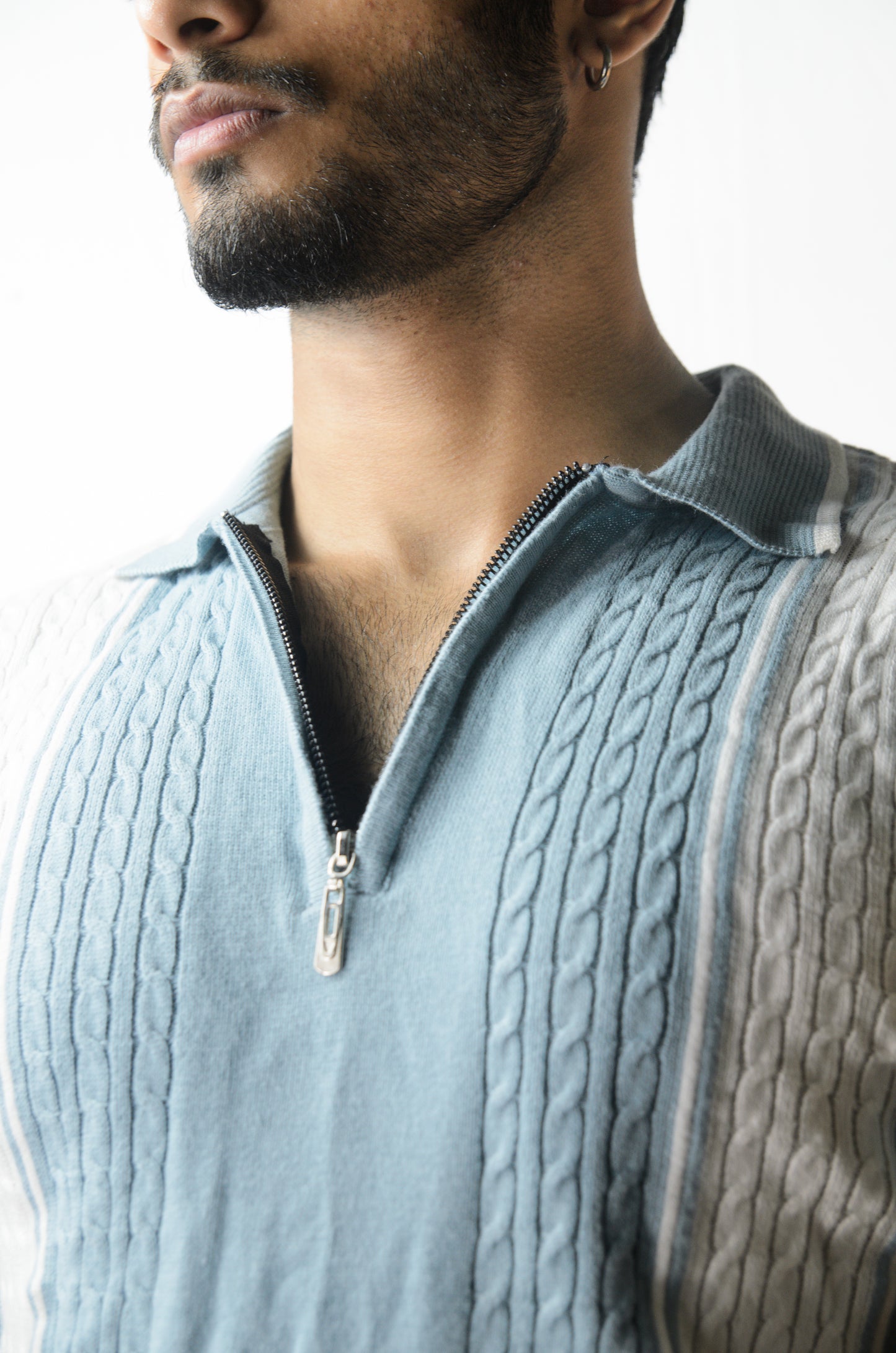 European Style Knitted T-Shirt - SKY BLUE