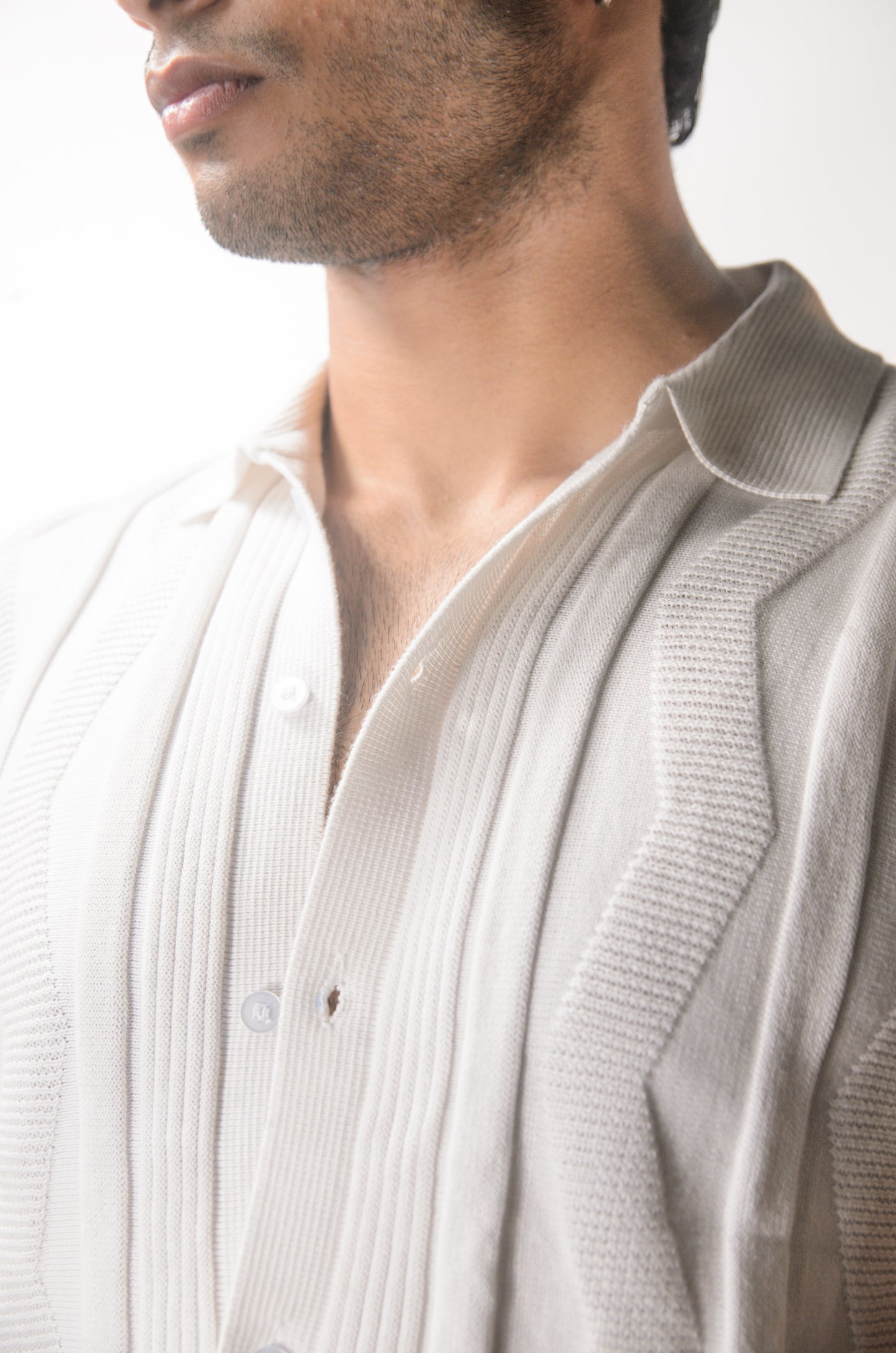 Ocean Wave Knitted Shirt - WHITE