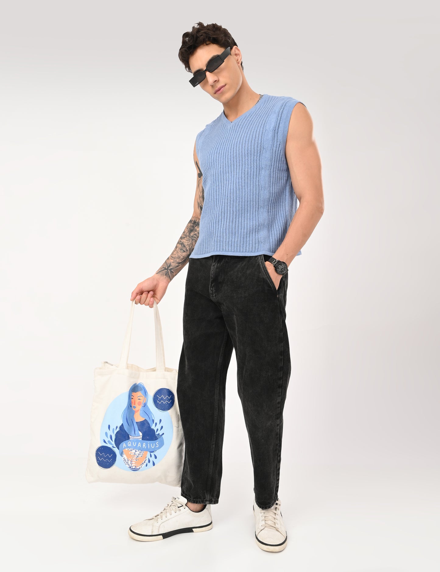 Côte Knit Vest - SKYBLUE