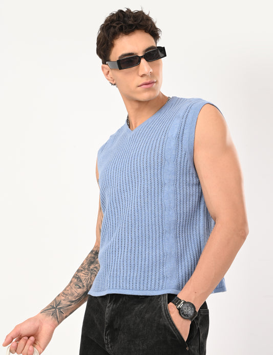 CΓ΄te Knit Vest - SKYBLUE