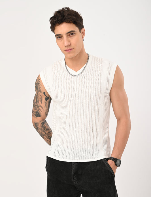 CΓ΄te Knit Vest - WHITE