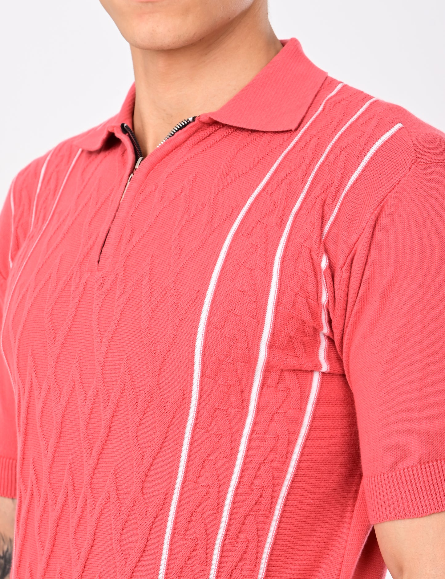 Elite Strip Polo - PEACH