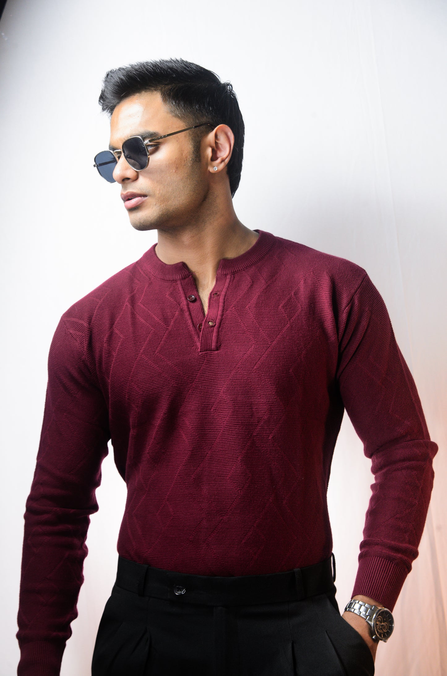 The Arizona Full Sleeve Polo T-Shirt - WINE