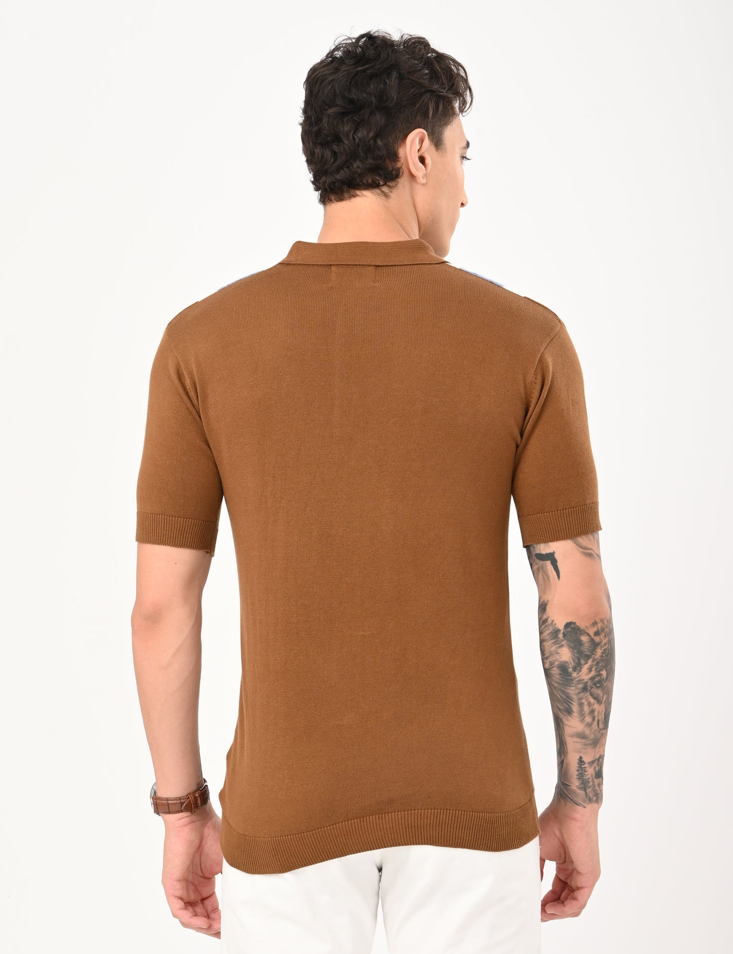 Venturo Knitted Polo - BROWN