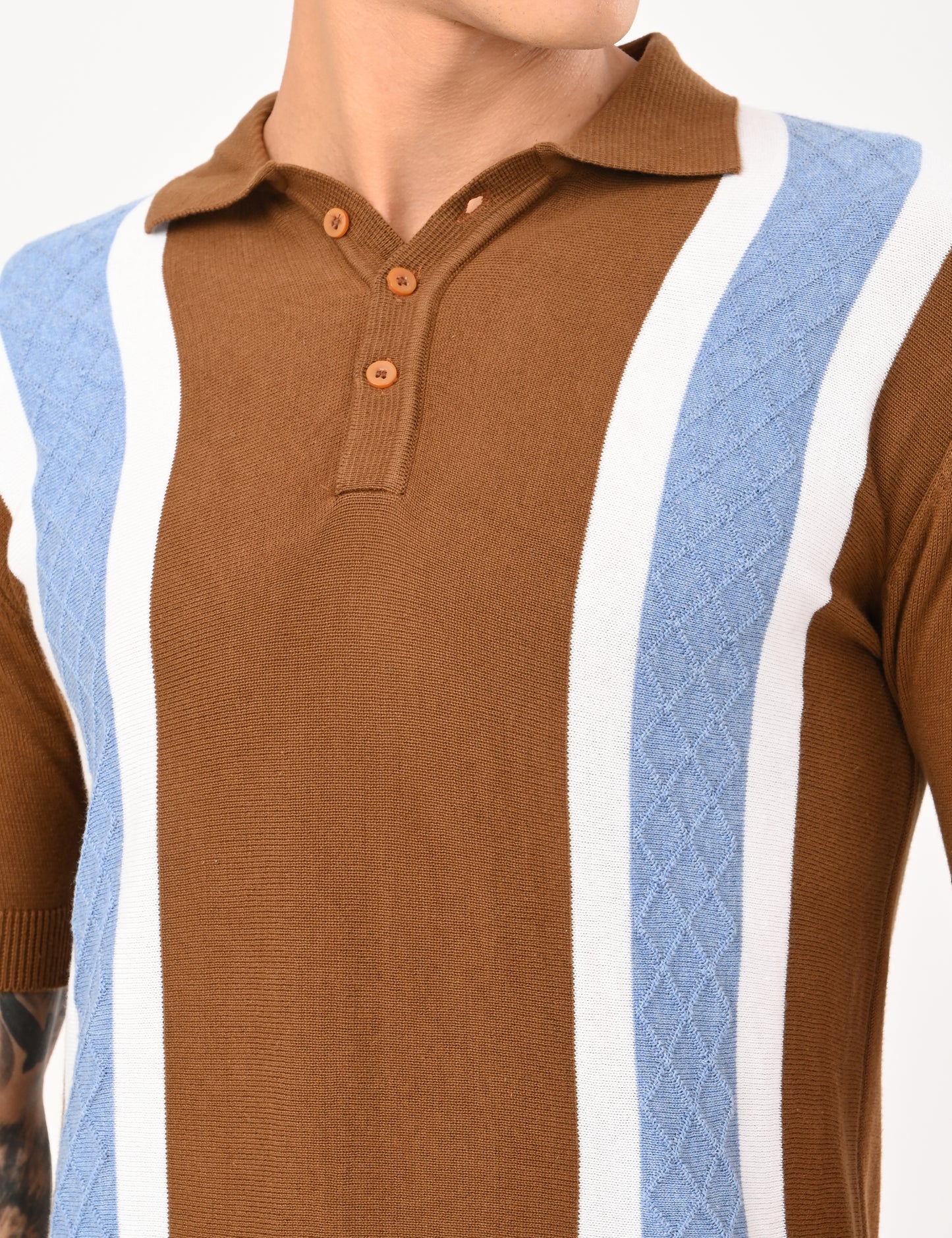 Venturo Knitted Polo - BROWN