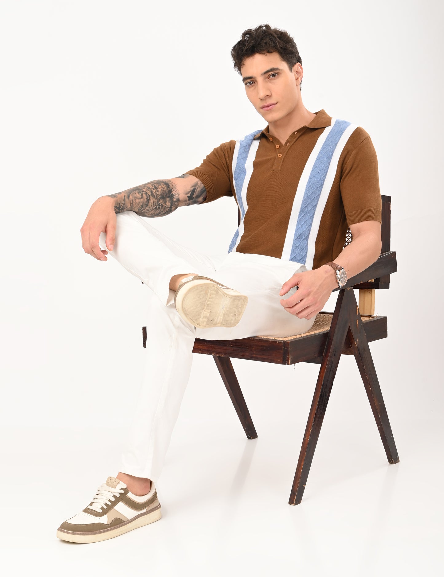 Venturo Knitted Polo - BROWN