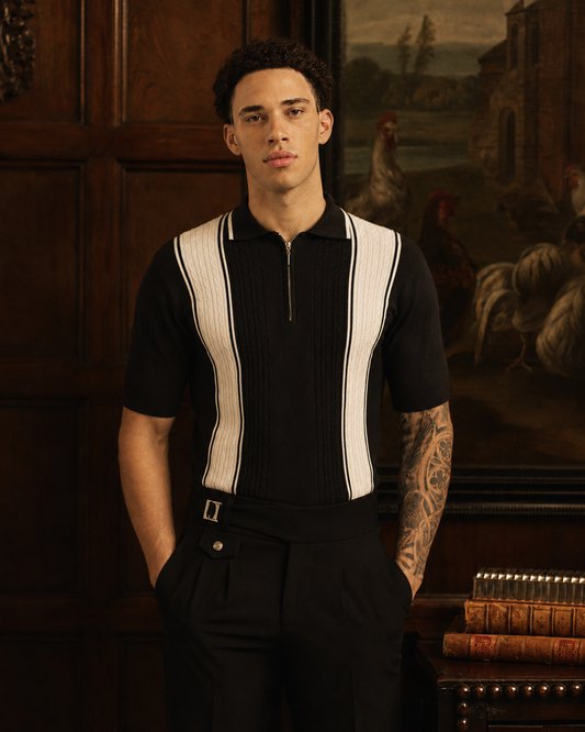 European Style Knitted T-Shirt - BLACK