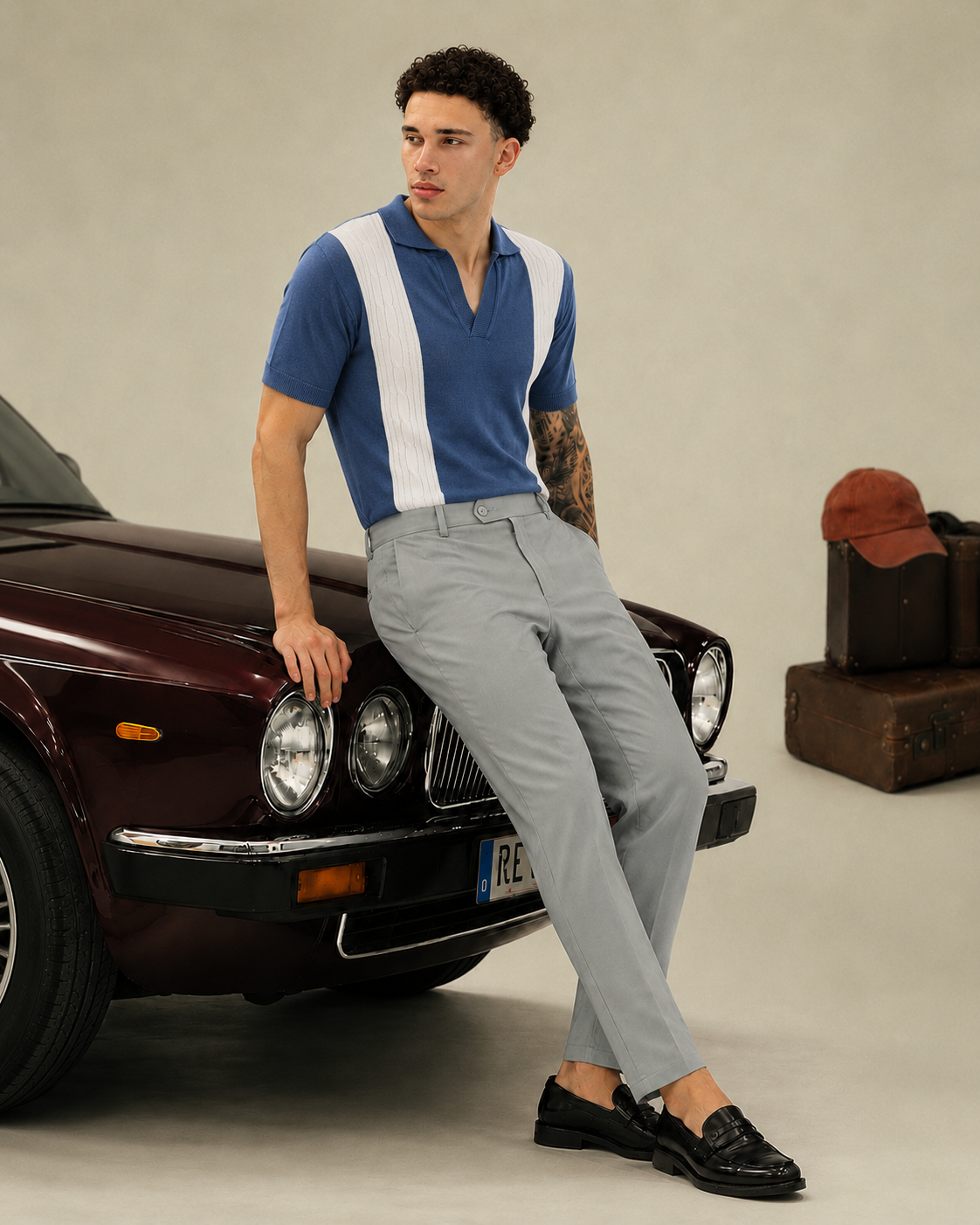 Solmare knitted Polo -  BLUE