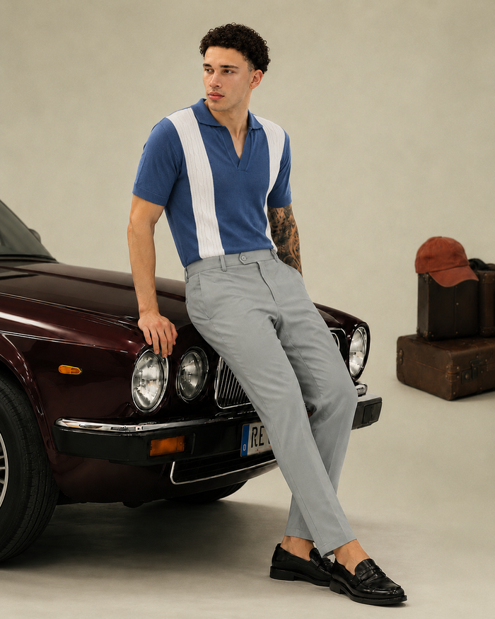 Solmare knitted Polo -  BLUE