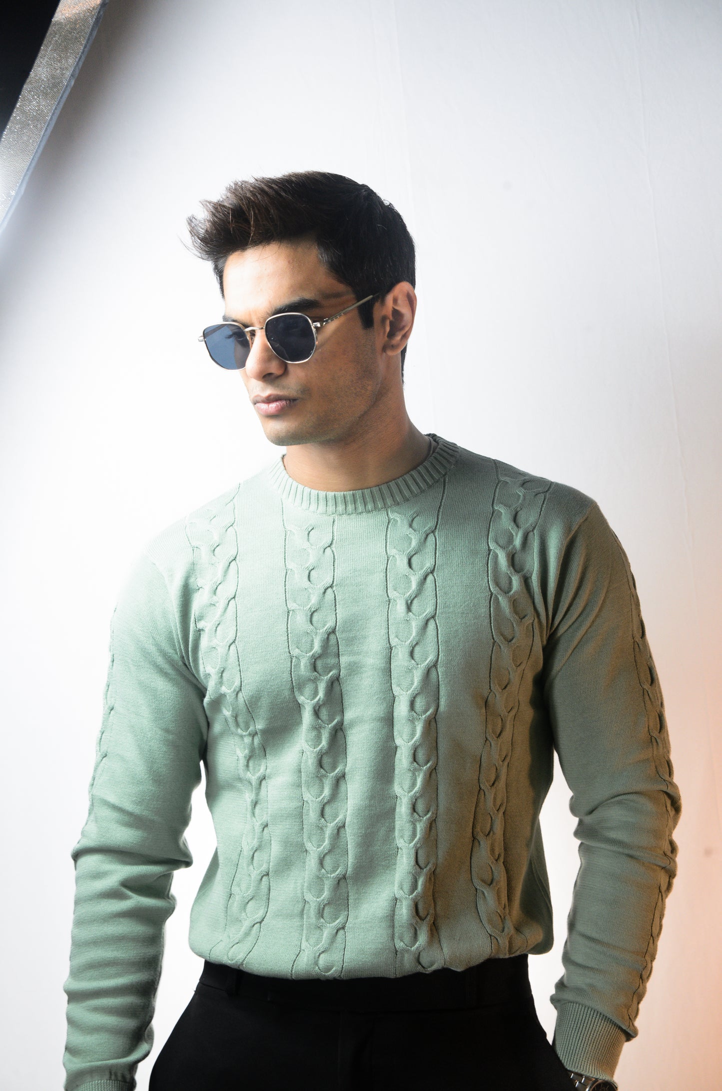 The Ashford Full Sleeve Knitted Tshirt - CYAN