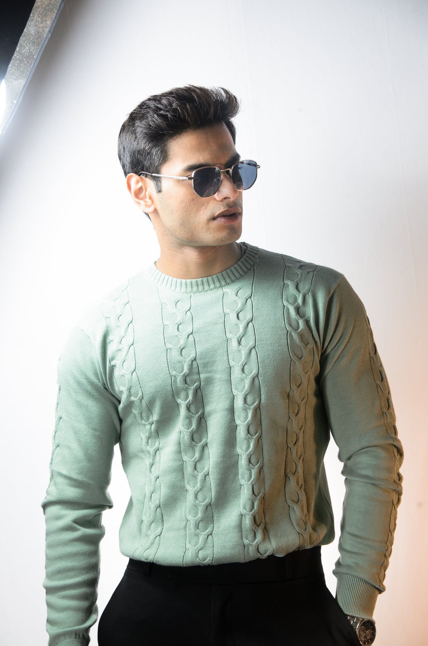 The Ashford Full Sleeve Knitted Tshirt - CYAN