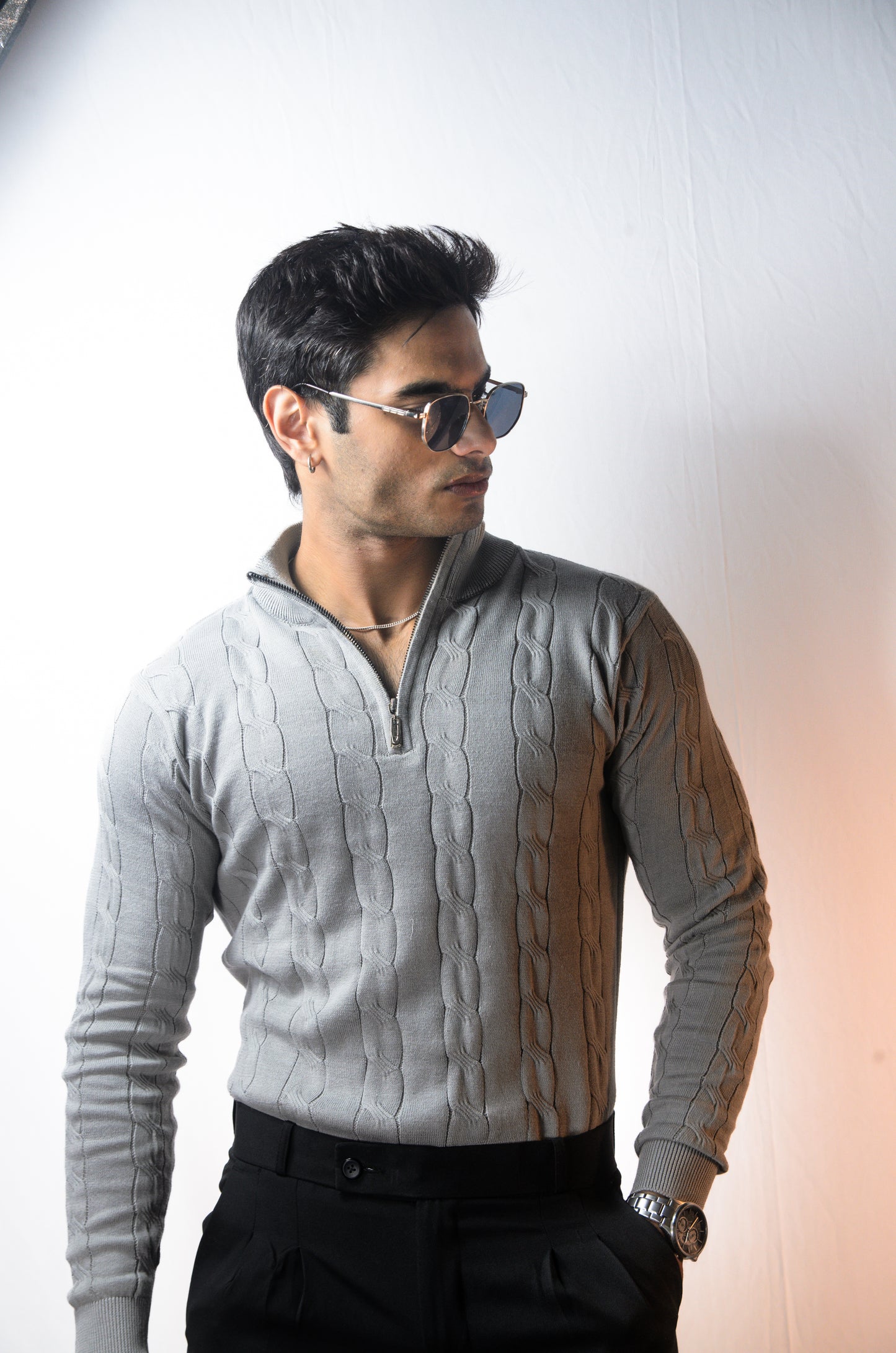 Riviera Knit Full Sleeve -Grey