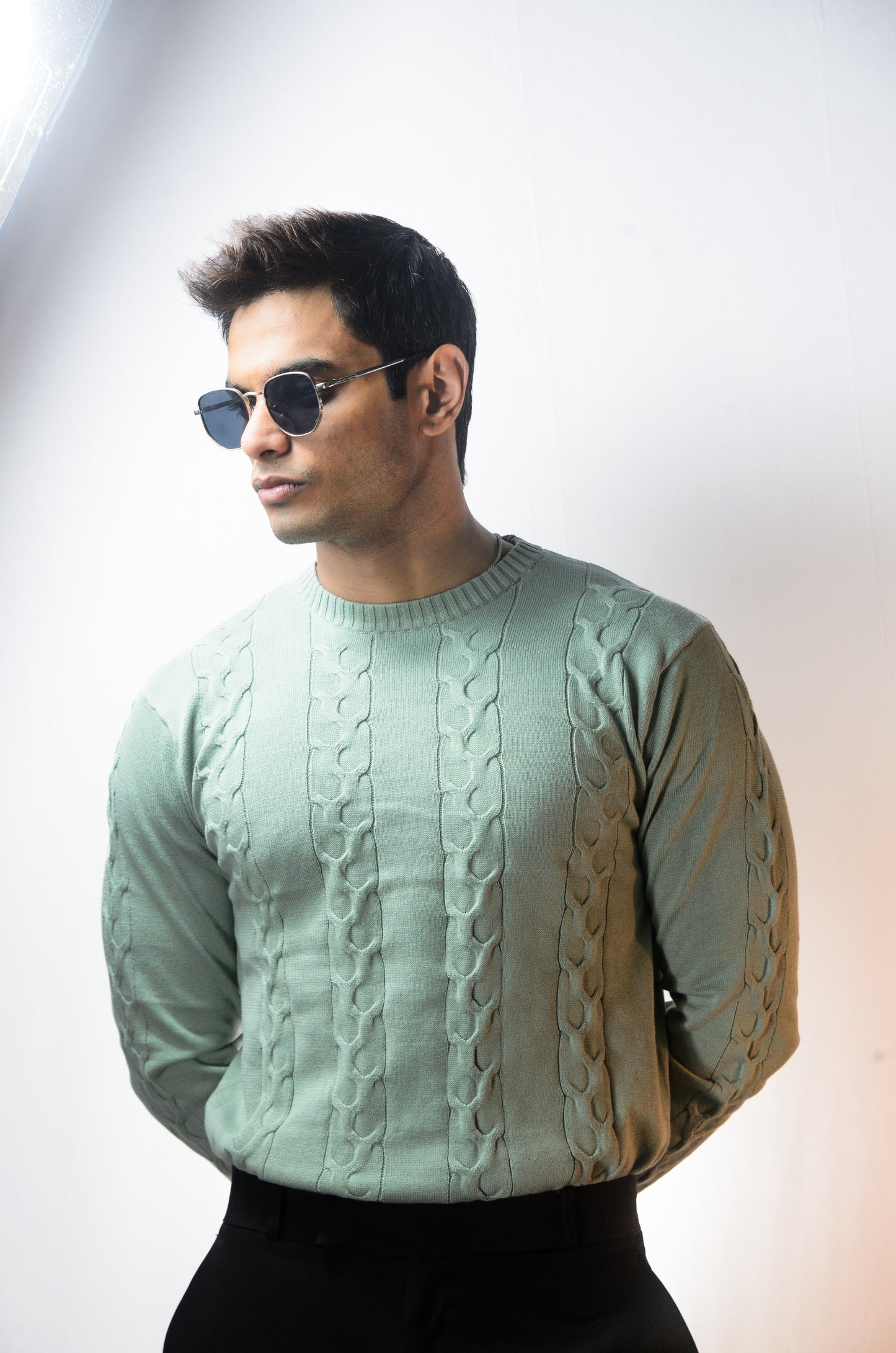 The Ashford Full Sleeve Knitted Tshirt - CYAN