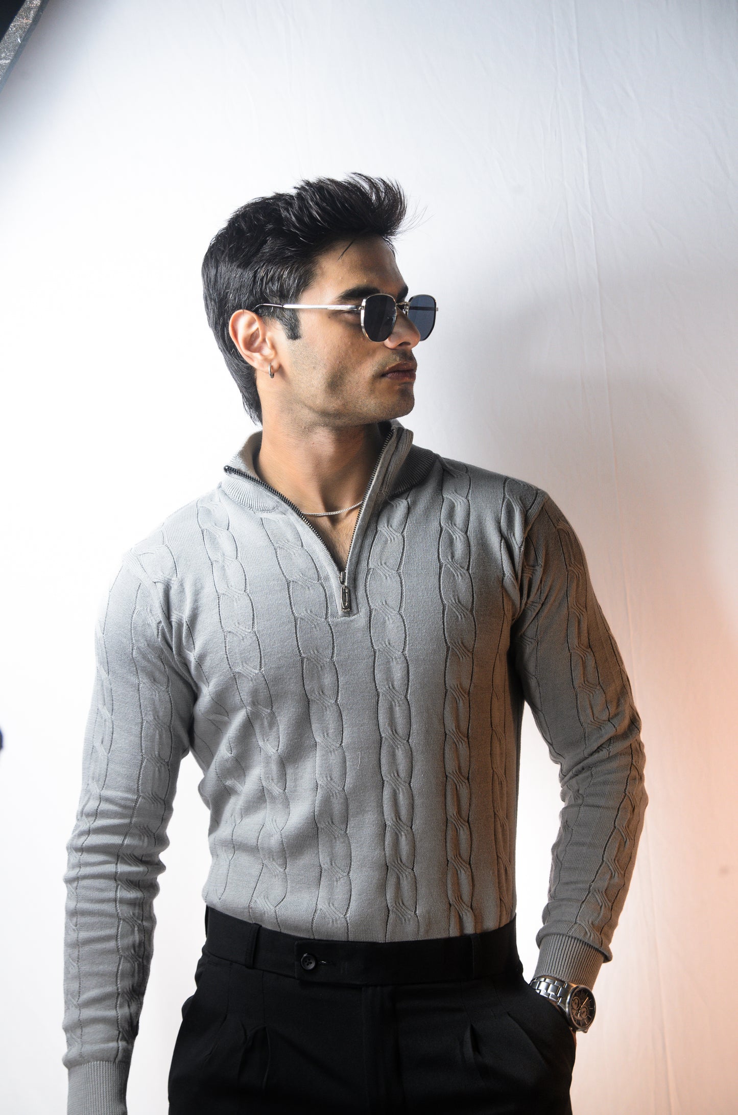 Riviera Knit Full Sleeve -Grey