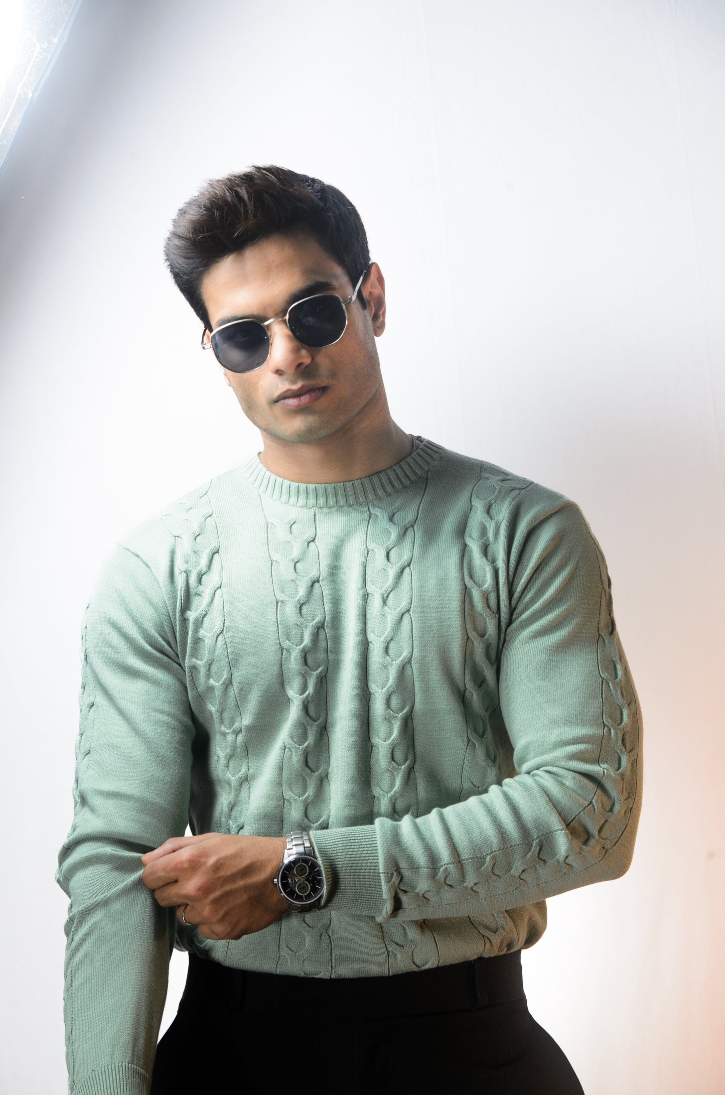 The Ashford Full Sleeve Knitted Tshirt - CYAN