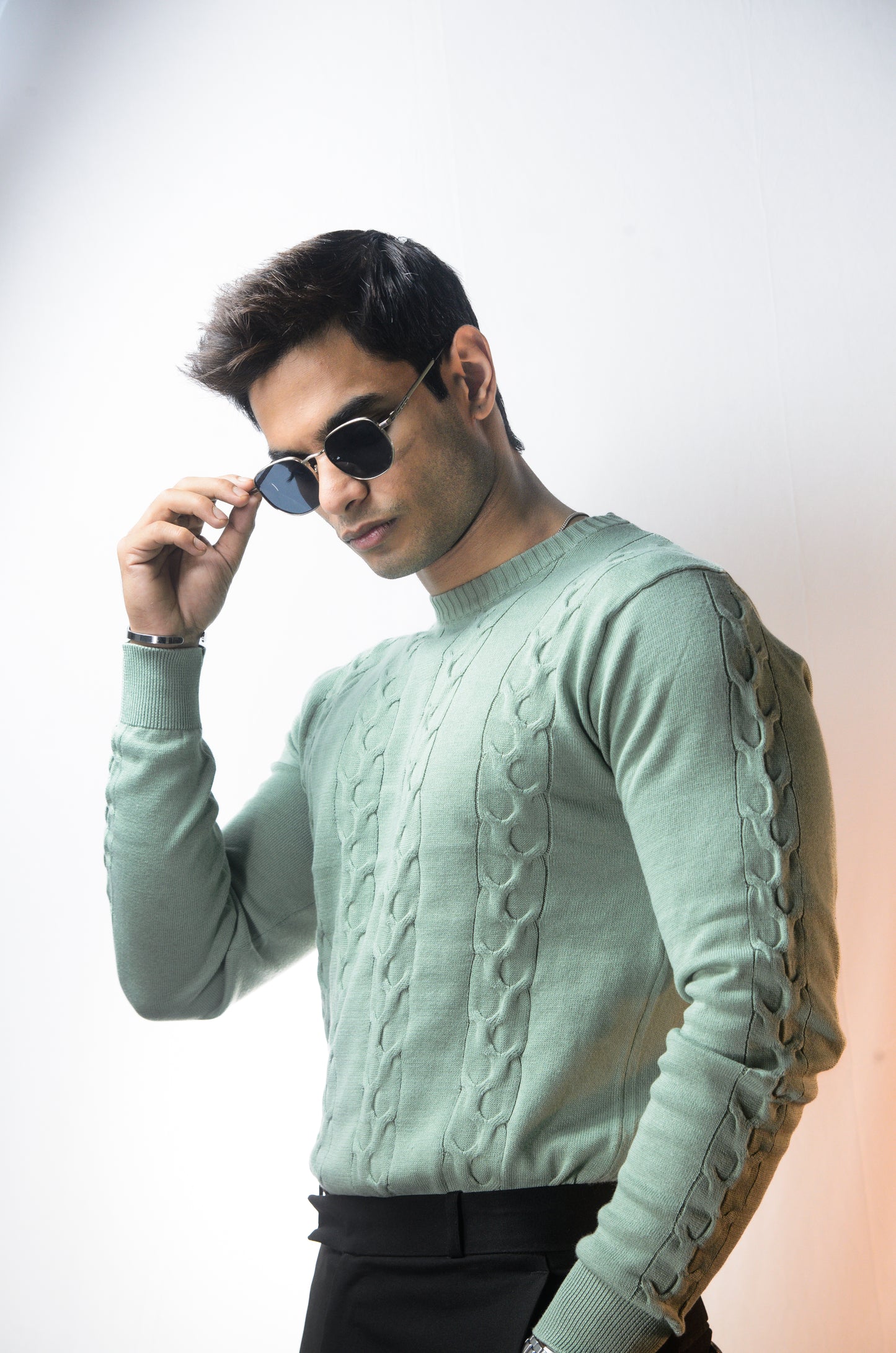 The Ashford Full Sleeve Knitted Tshirt - CYAN