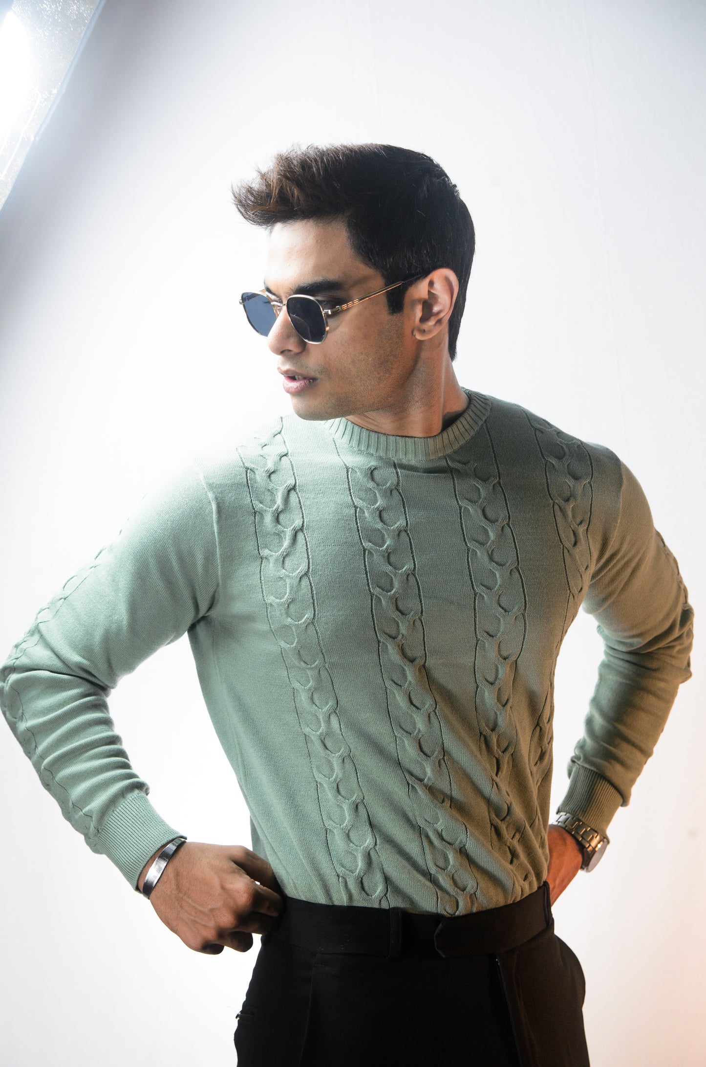 The Ashford Full Sleeve Knitted Tshirt - CYAN