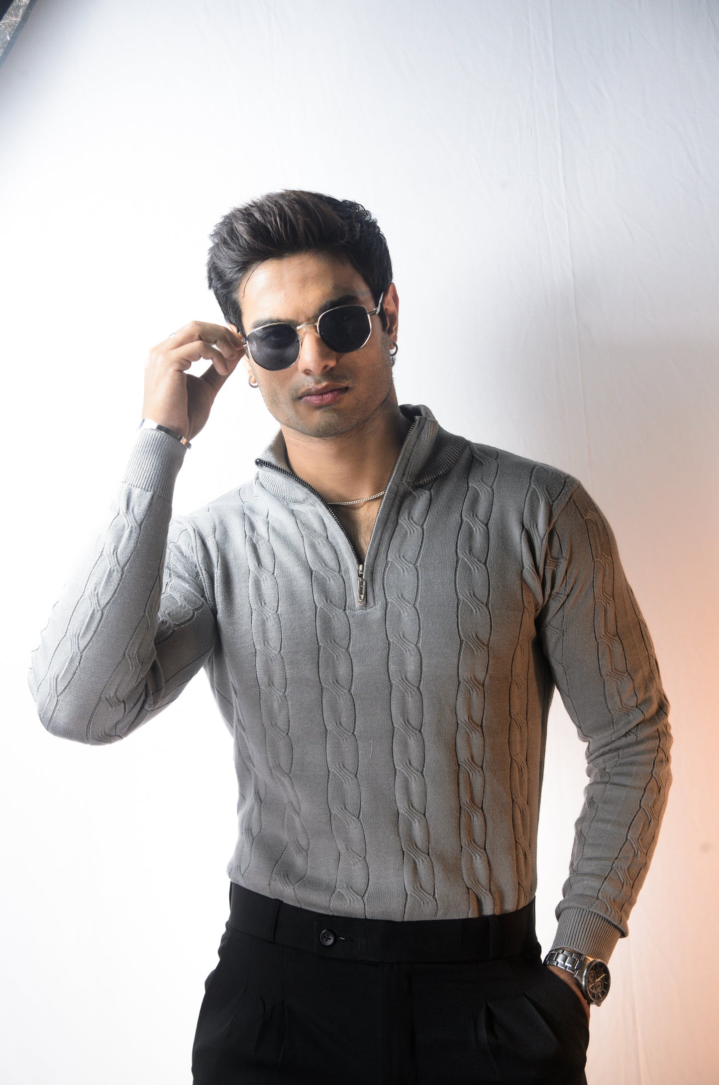 Riviera Knit Full Sleeve -Grey