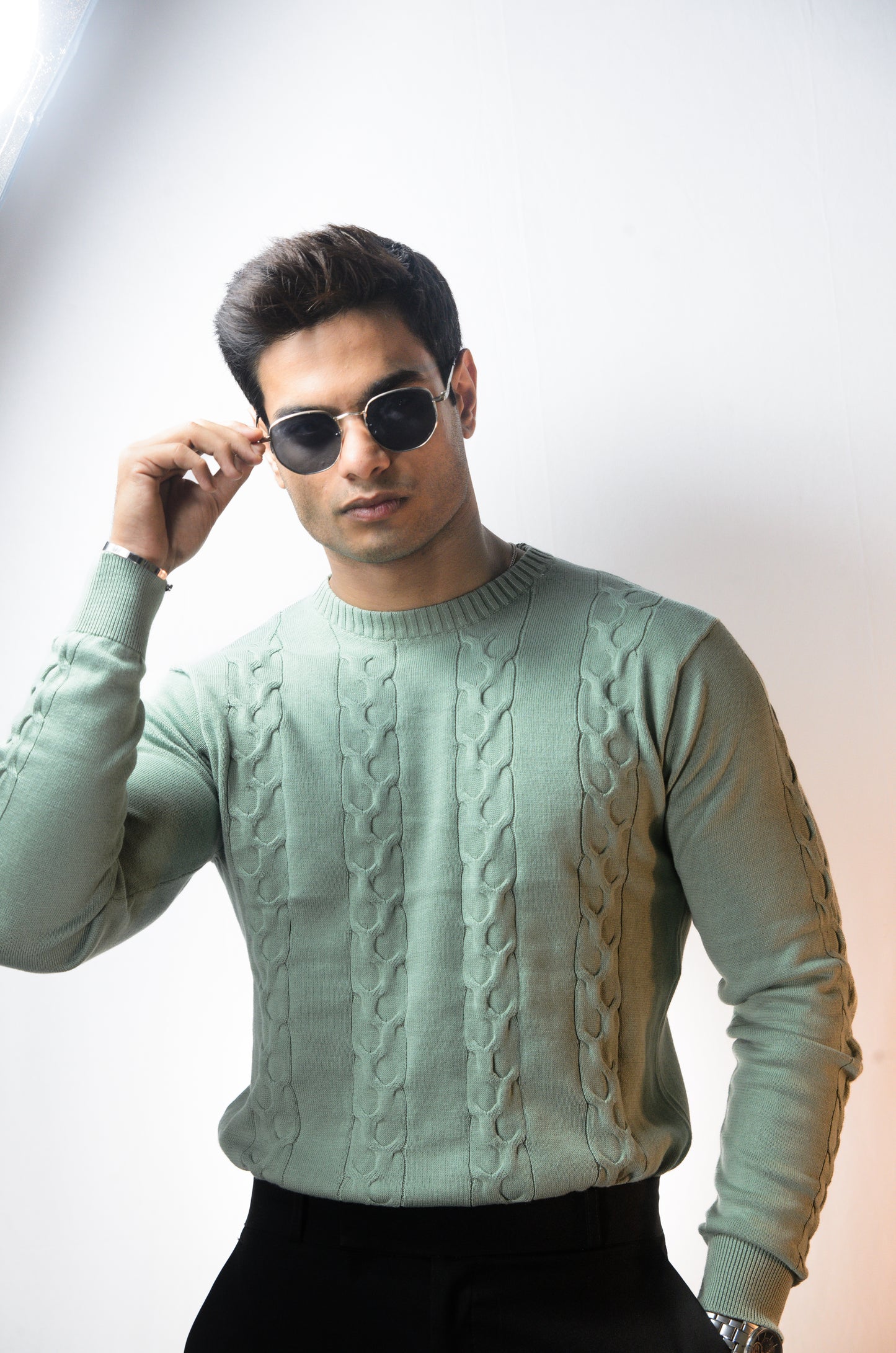 The Ashford Full Sleeve Knitted Tshirt - CYAN